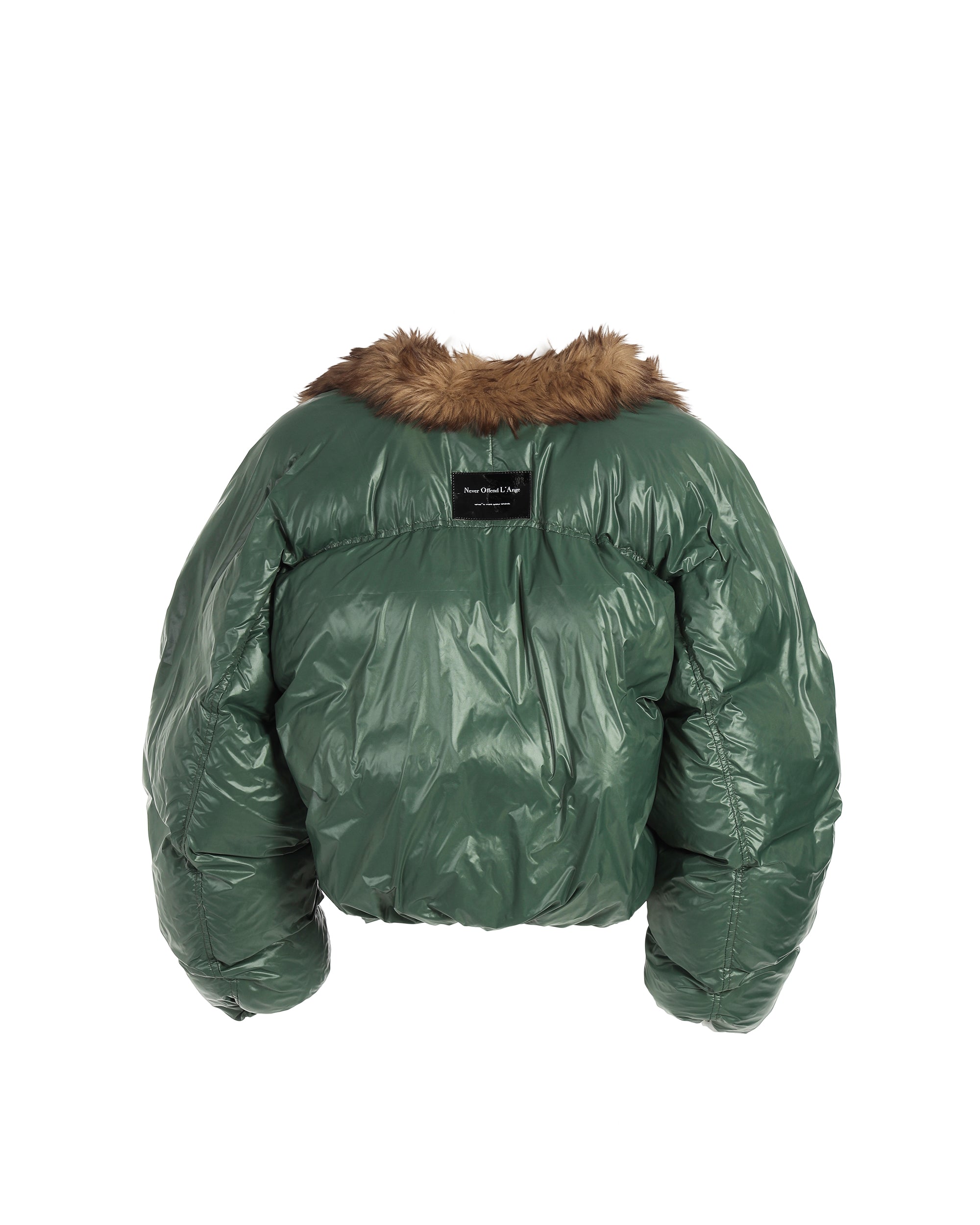 NEVER OFFEND L ANGEL Faux Fur Collar Cropped Puffer Jacket