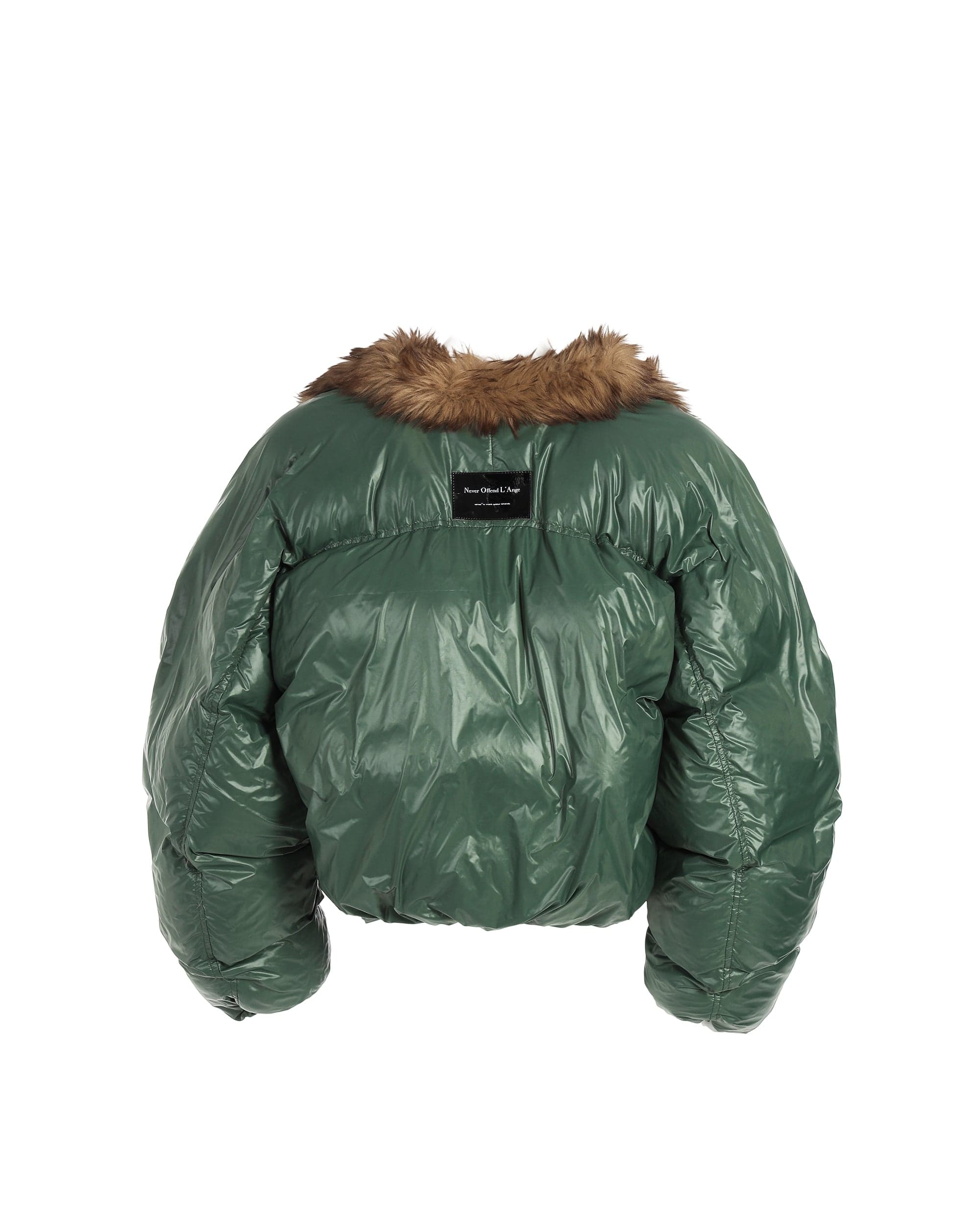 NEVER OFFEND L ANGEL Faux Fur Collar Cropped Puffer Jacket