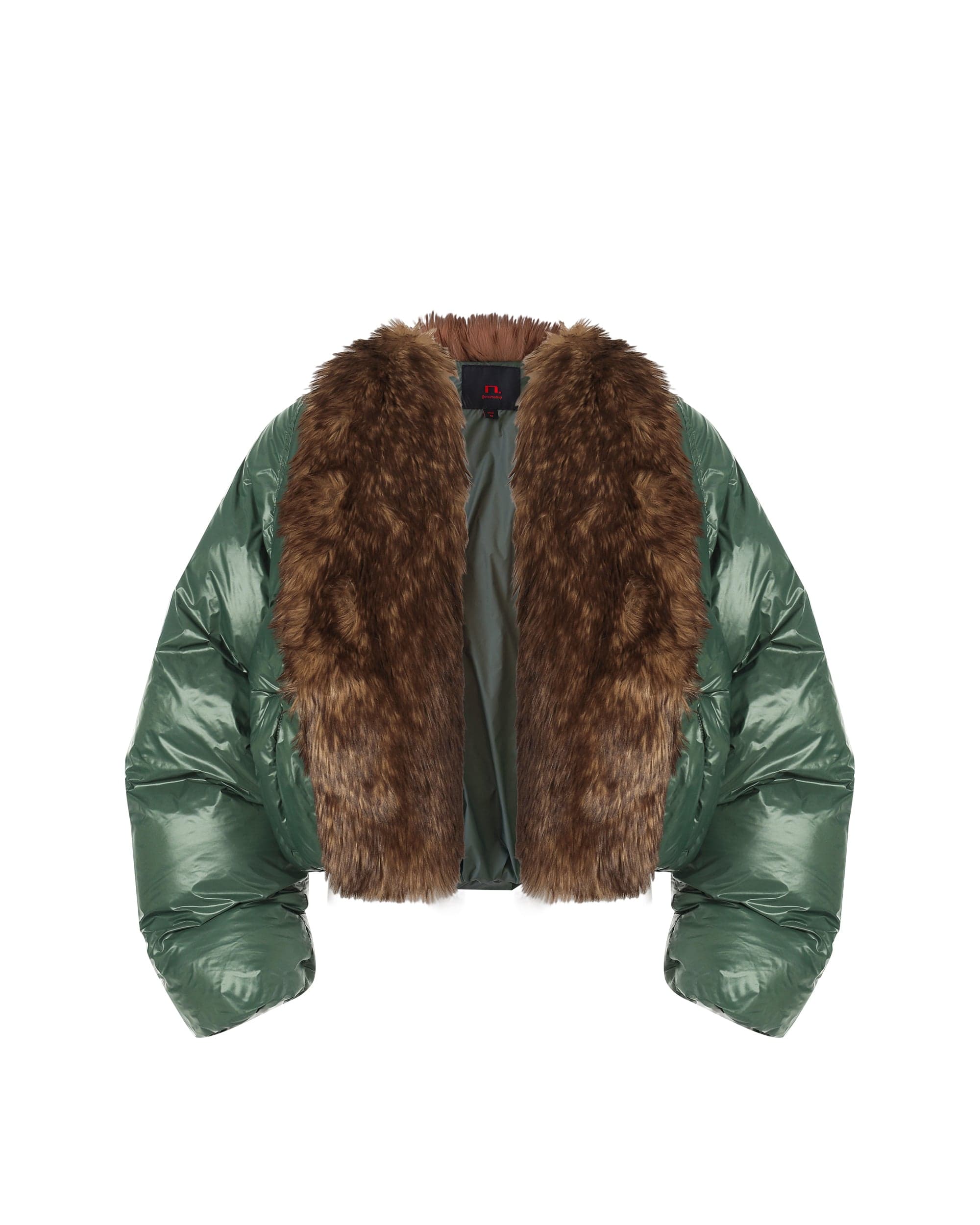 NEVER OFFEND L ANGEL Faux Fur Collar Cropped Puffer Jacket