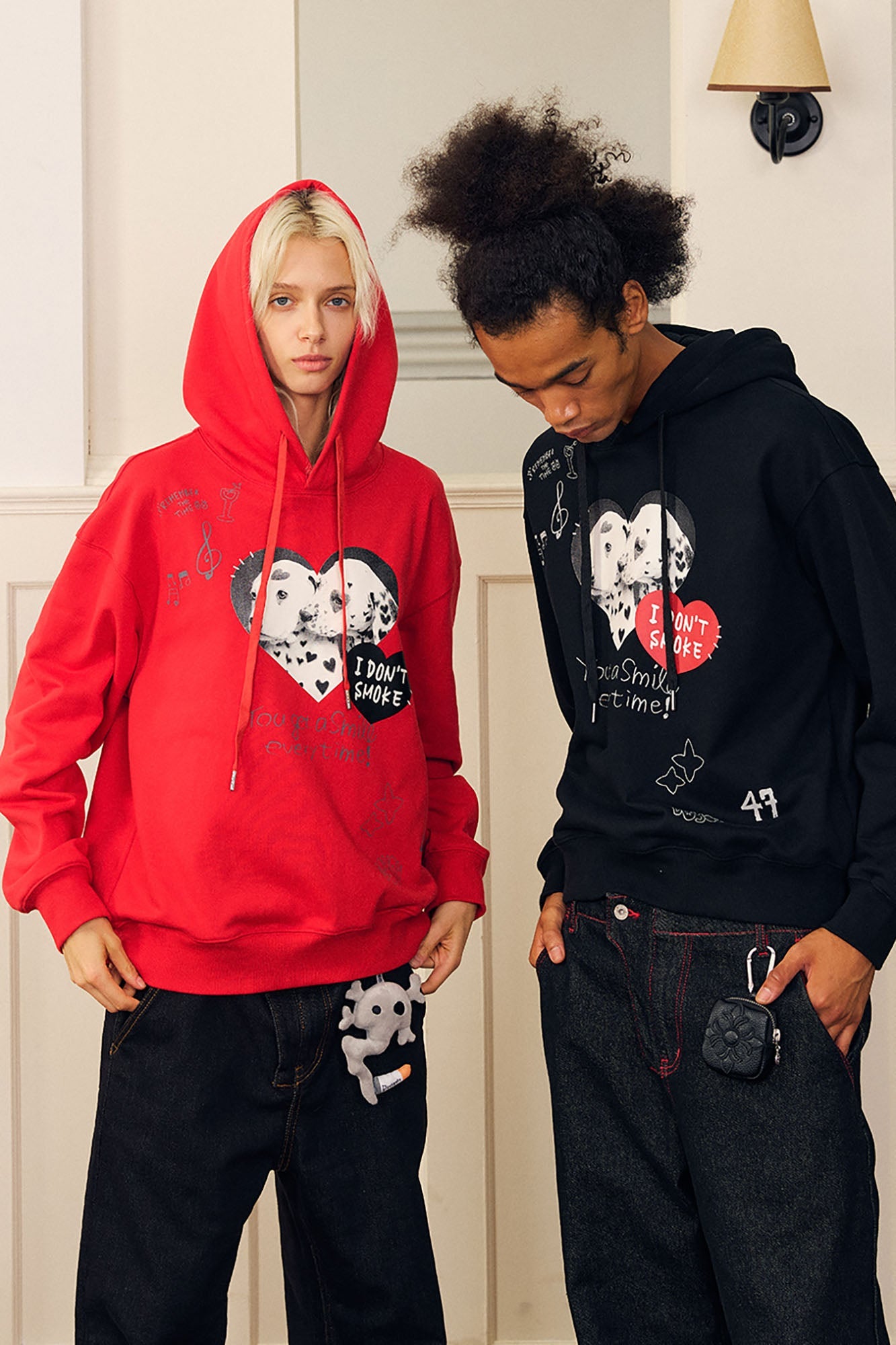 DONSMOKE Puppy Heart Doodle Hoodie