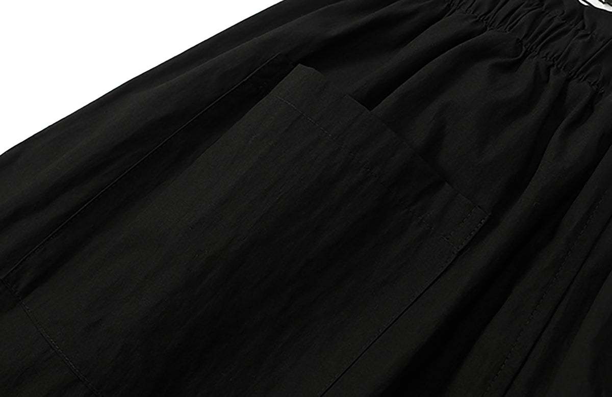COSTUSTOOT Striped Spliced Wide-Leg Parachute Pants