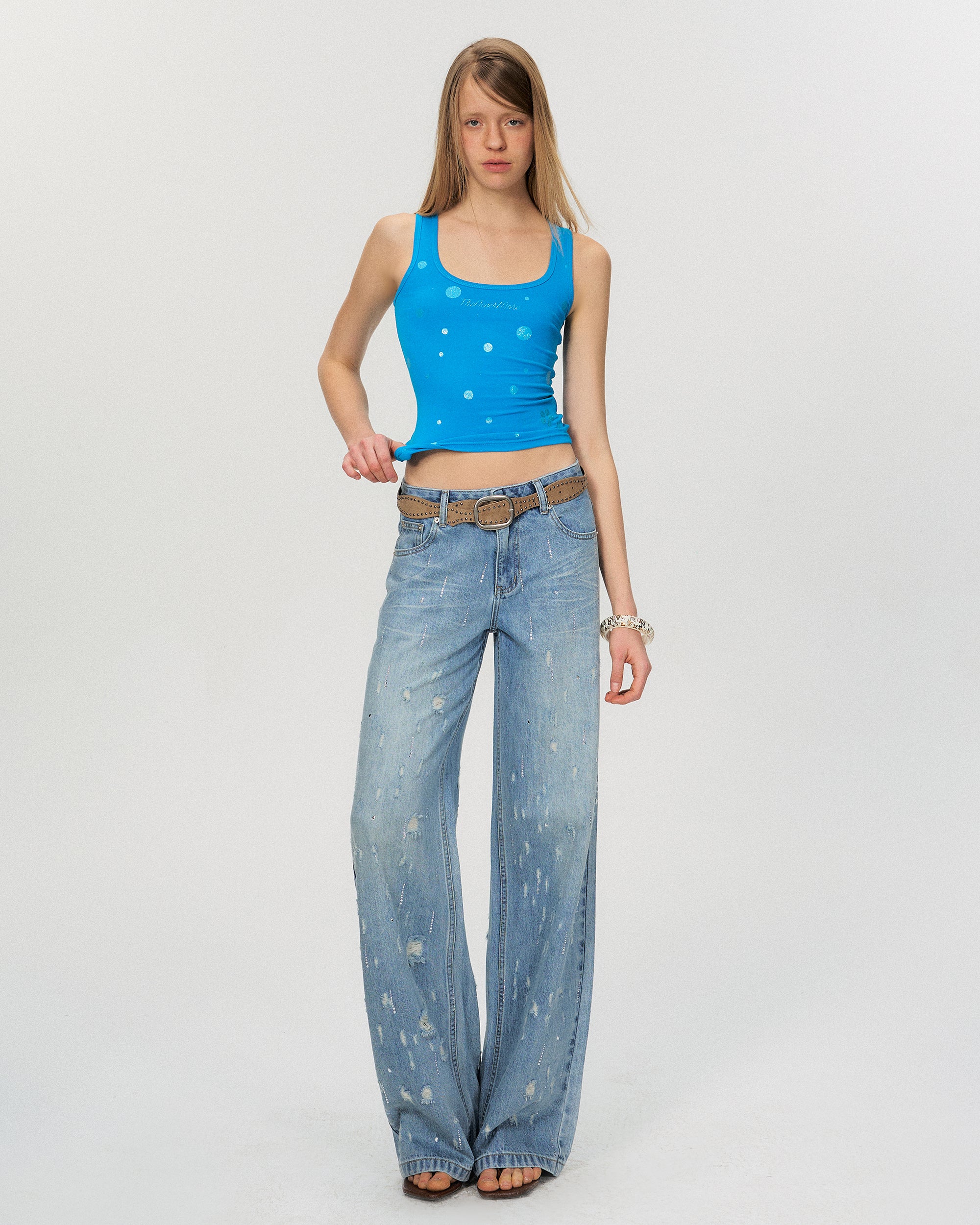 THE NEVERMORE Retro Distressed Diamond Straight Jeans