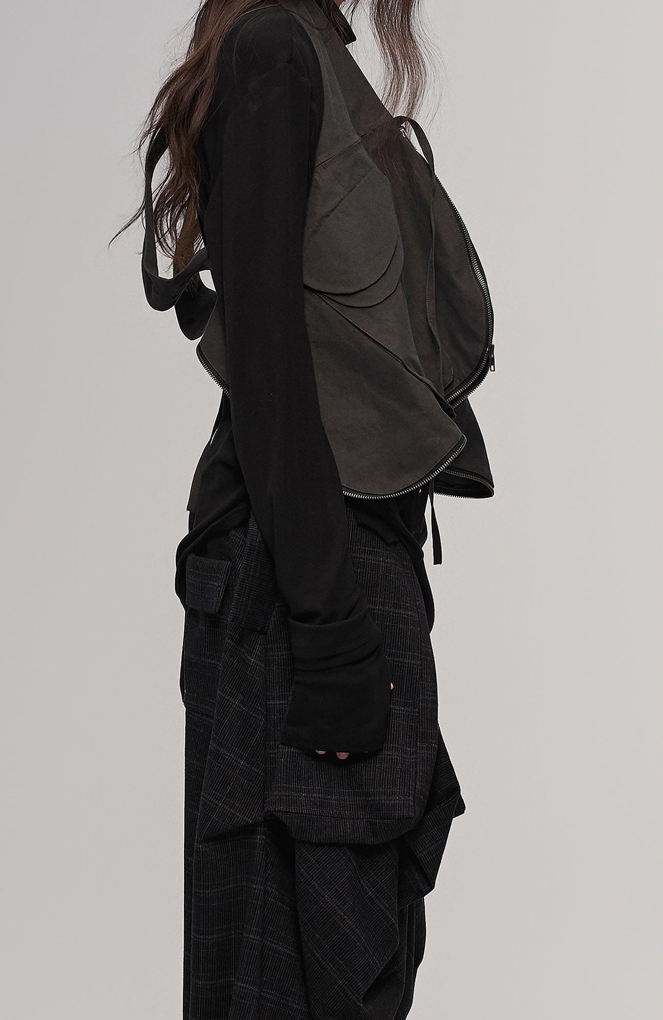 ILNya Nieternite Nifutur Deconstructed Plaid Drop-Crotch Pants