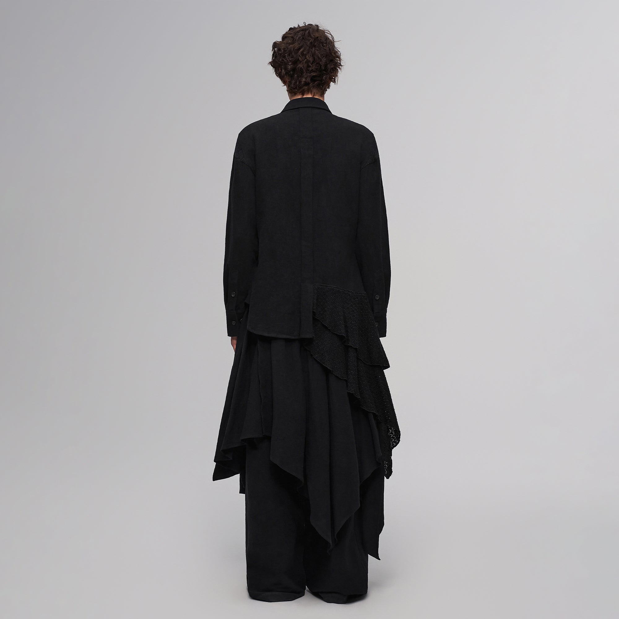 ILNya Nieternite Nifutur Asymmetric Drape Panel Ramie-Blend Shirt