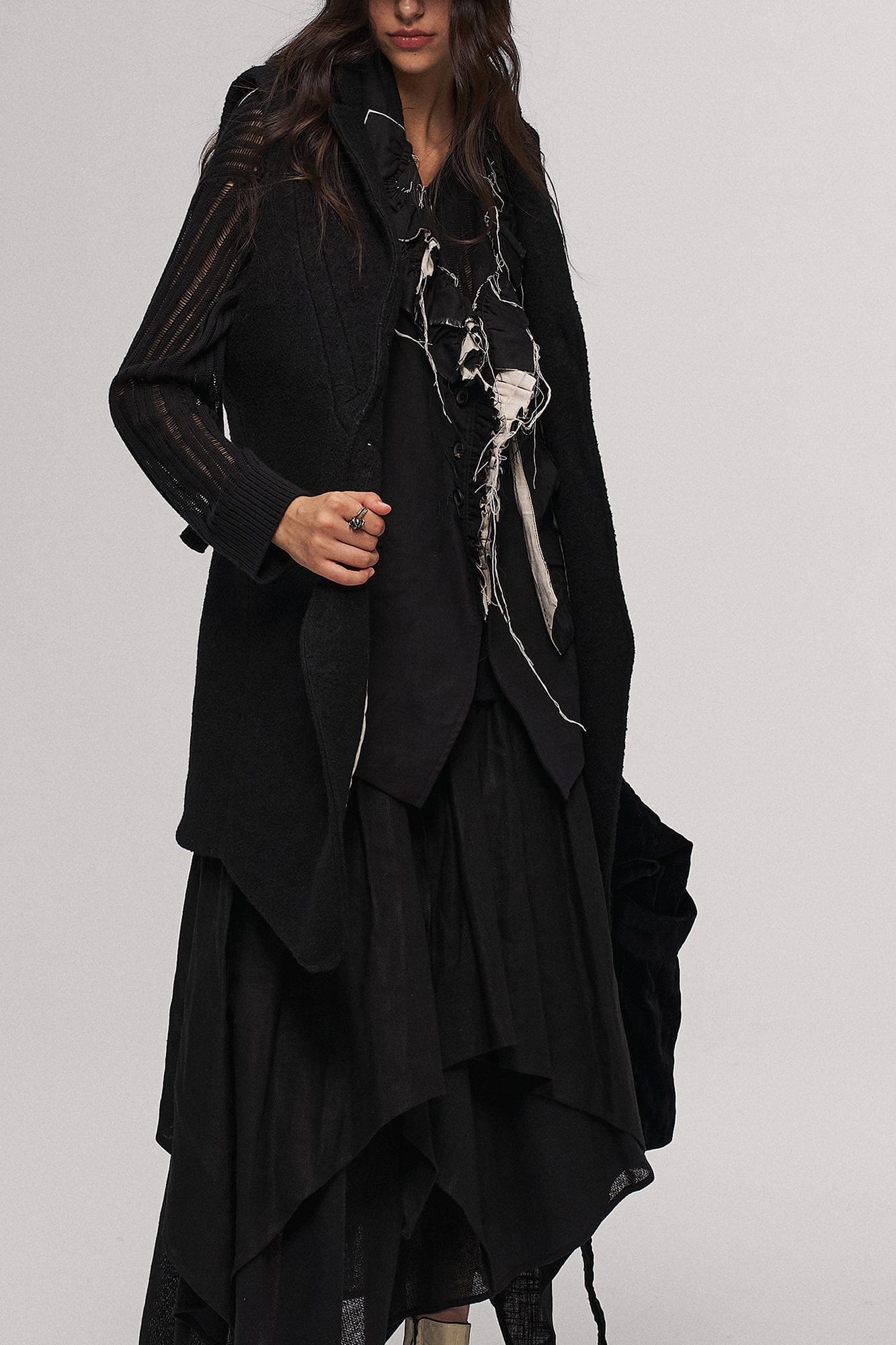 ILNya Nieternite Nifutur Asym Pleated Sheer Layered Skirt