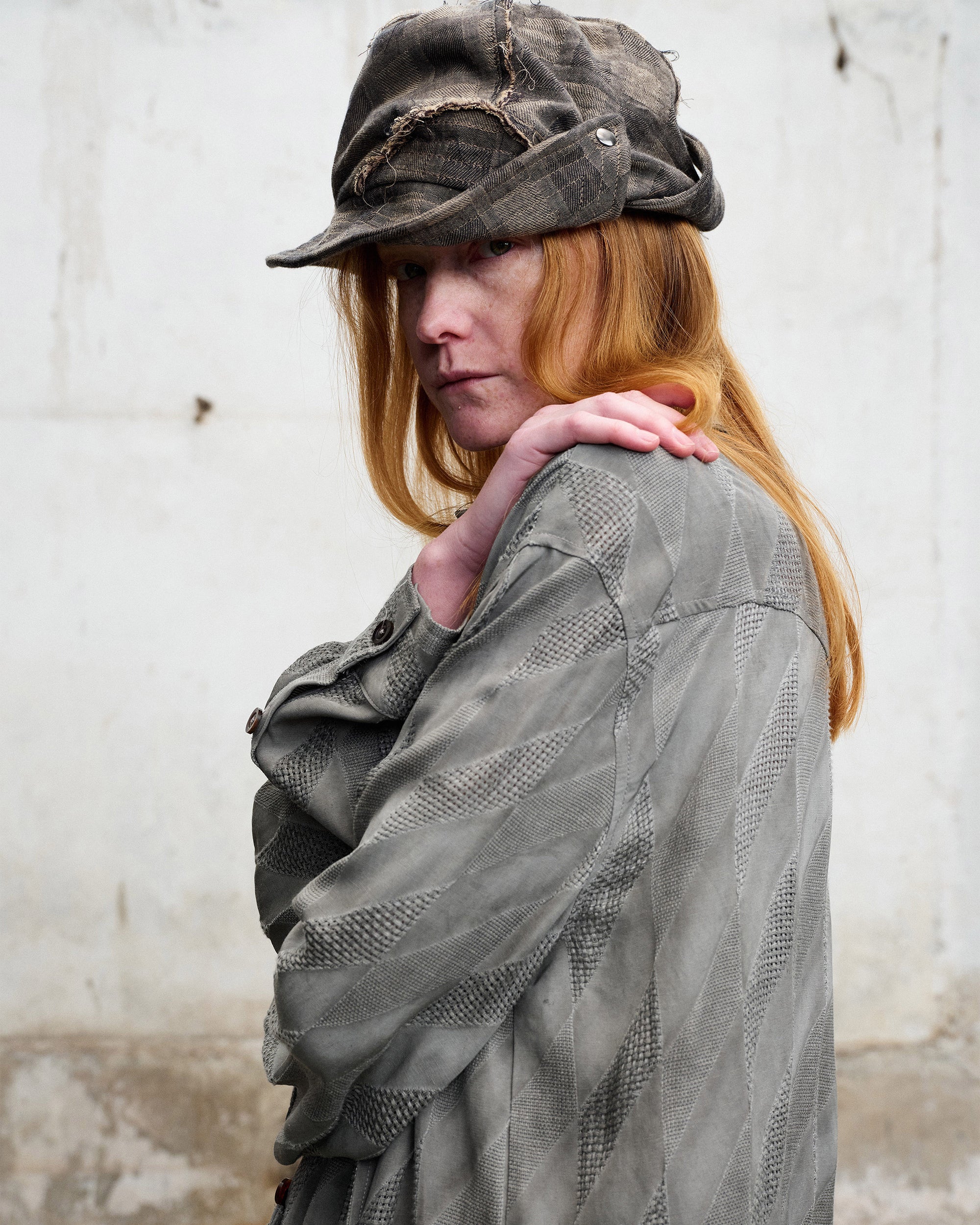 ILNya Nieternite Nifutur Frayed Plaid Spliced Newsboy Cap