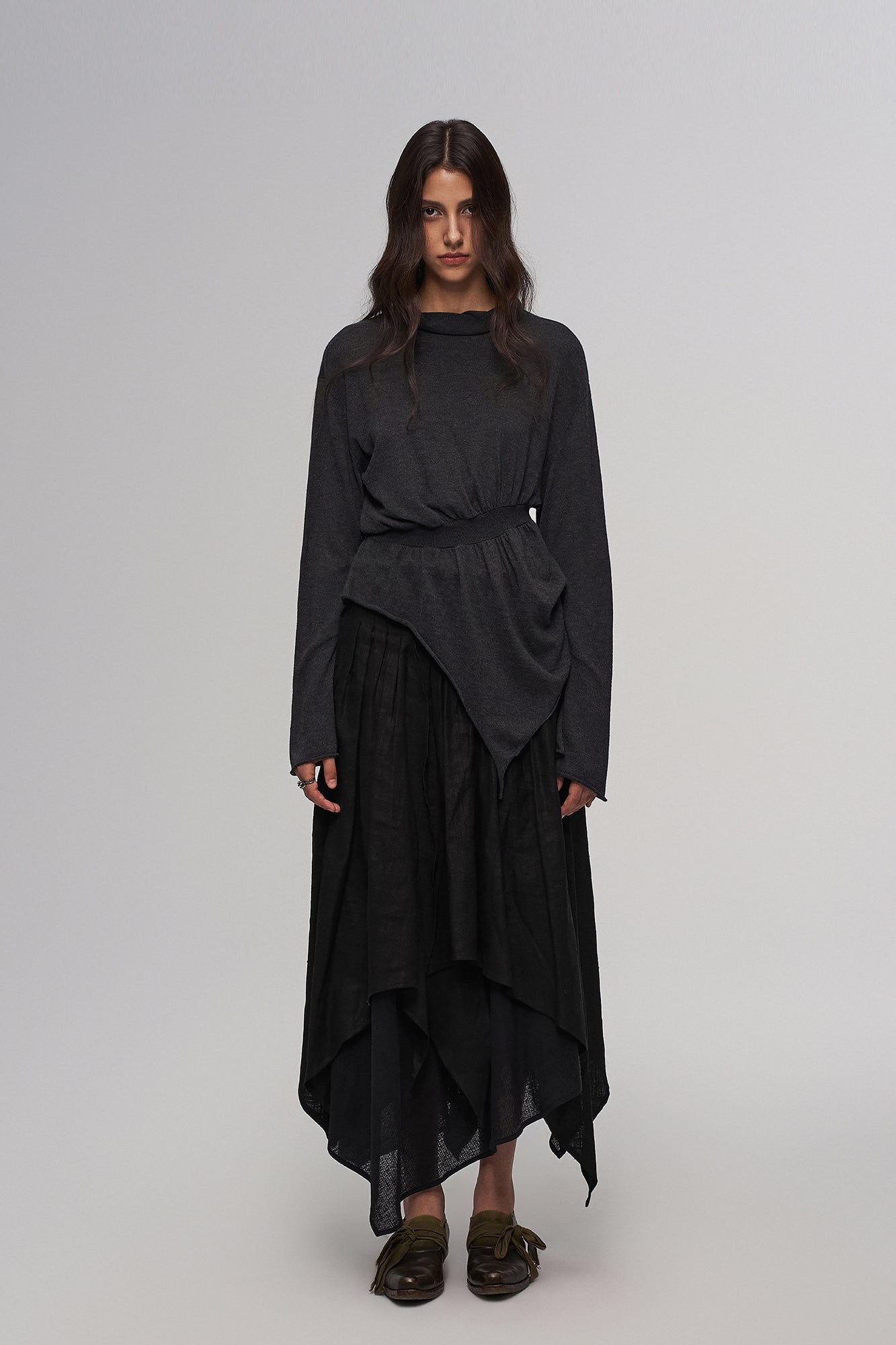 ILNya Nieternite Nifutur Asym Pleated Sheer Layered Skirt