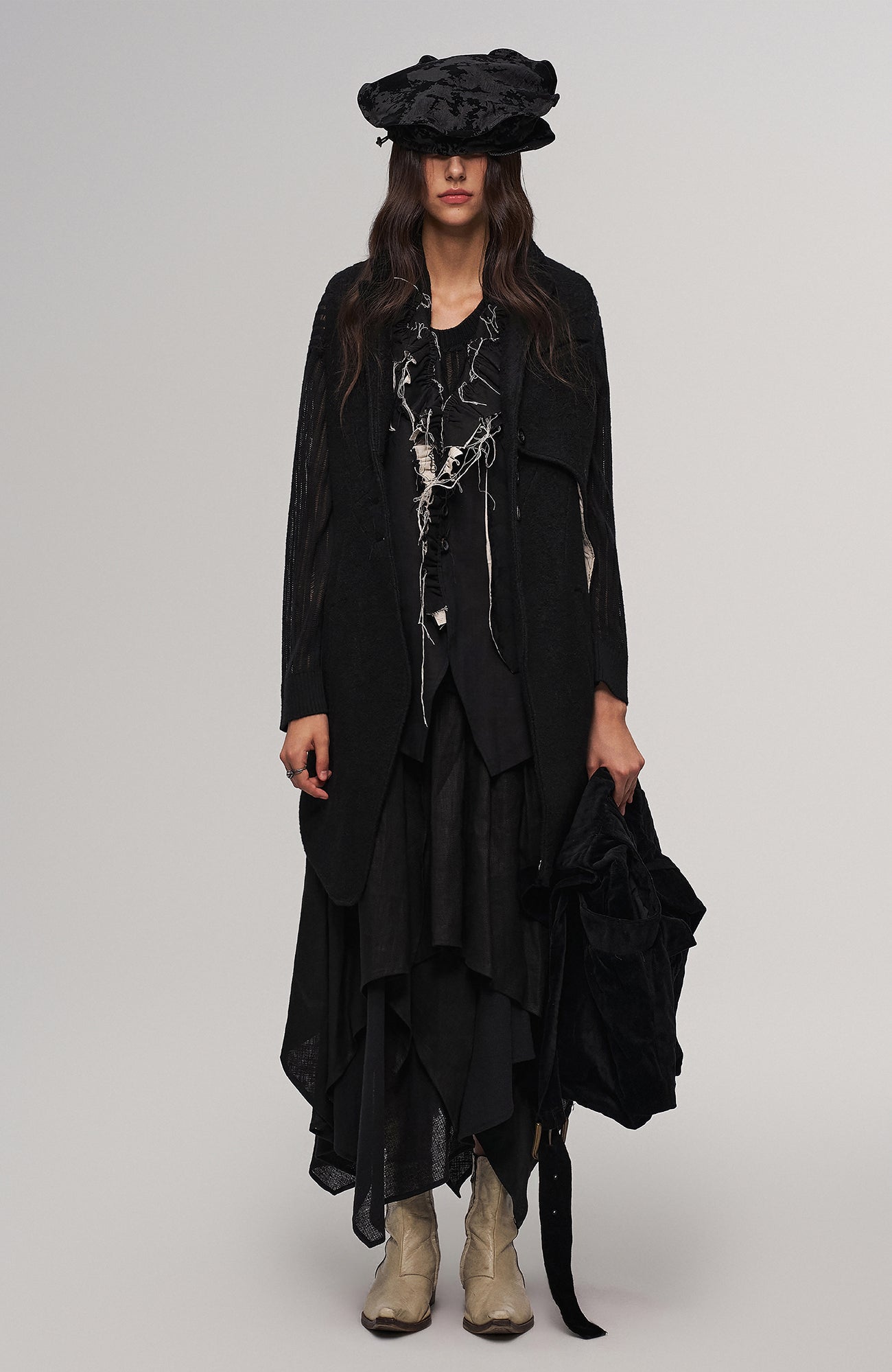 ILNya Nieternite Nifutur Oversized Linen Horsehide-Strap Messenger Bag