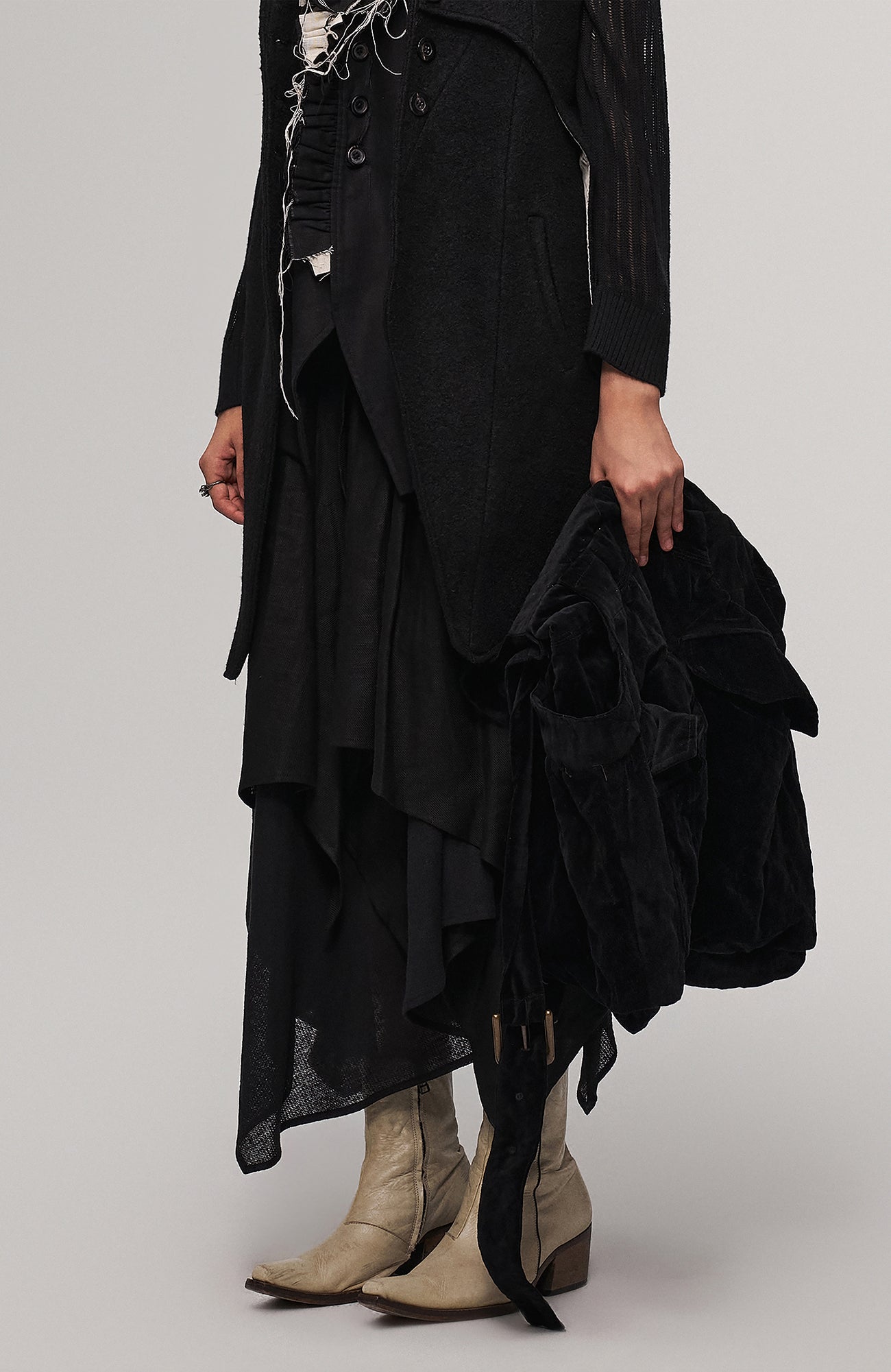 ILNya Nieternite Nifutur Oversized Linen Horsehide-Strap Messenger Bag