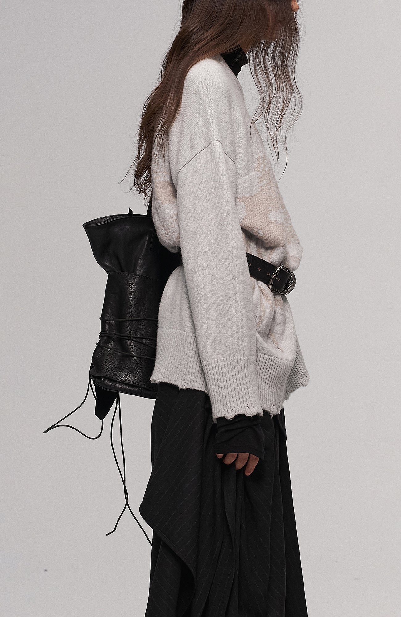 ILNya Nieternite Nifutur Lace-Cord Panel Washed Horsehide Tote