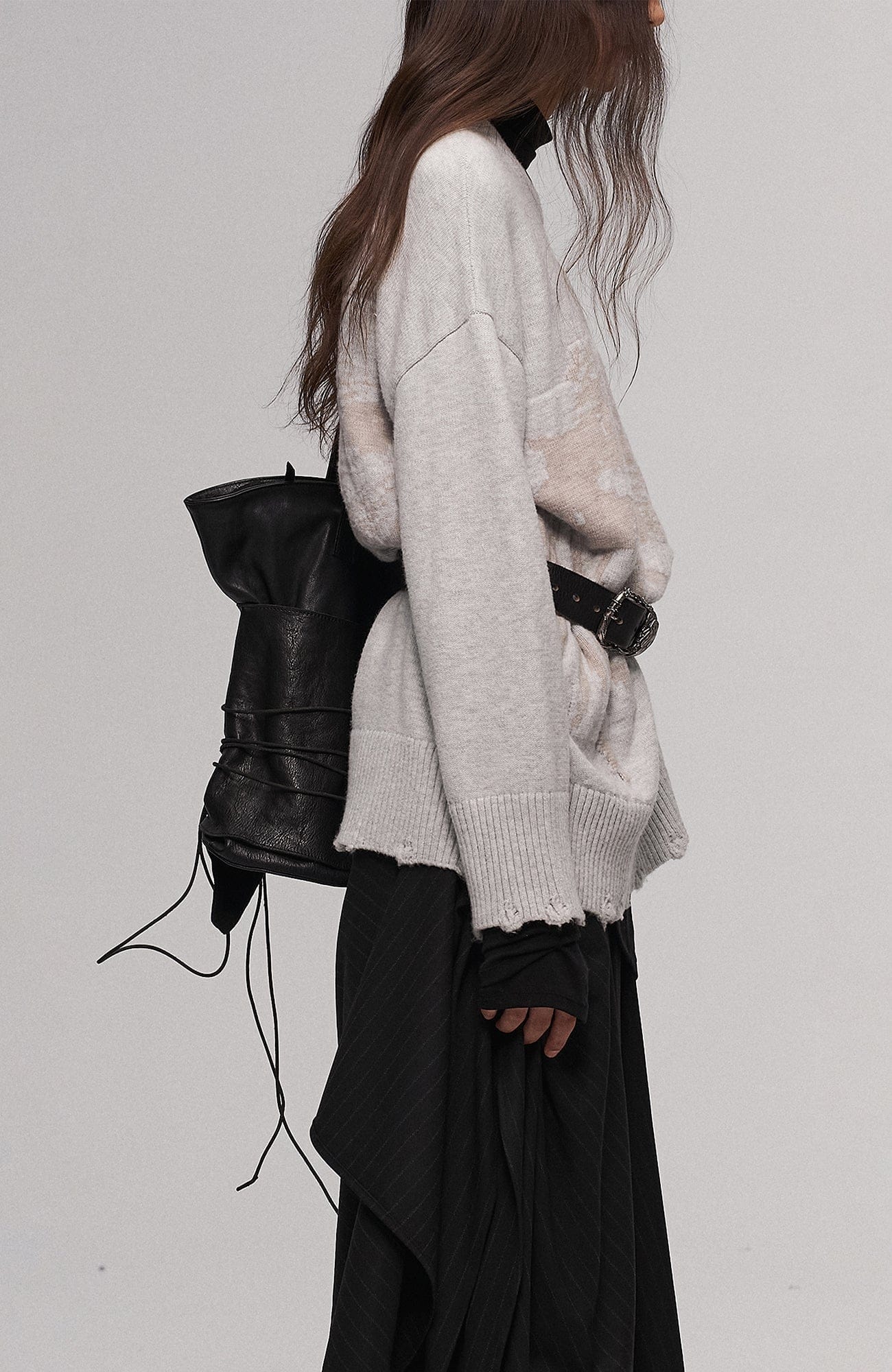 ILNya Nieternite Nifutur Lace-Cord Panel Washed Horsehide Tote