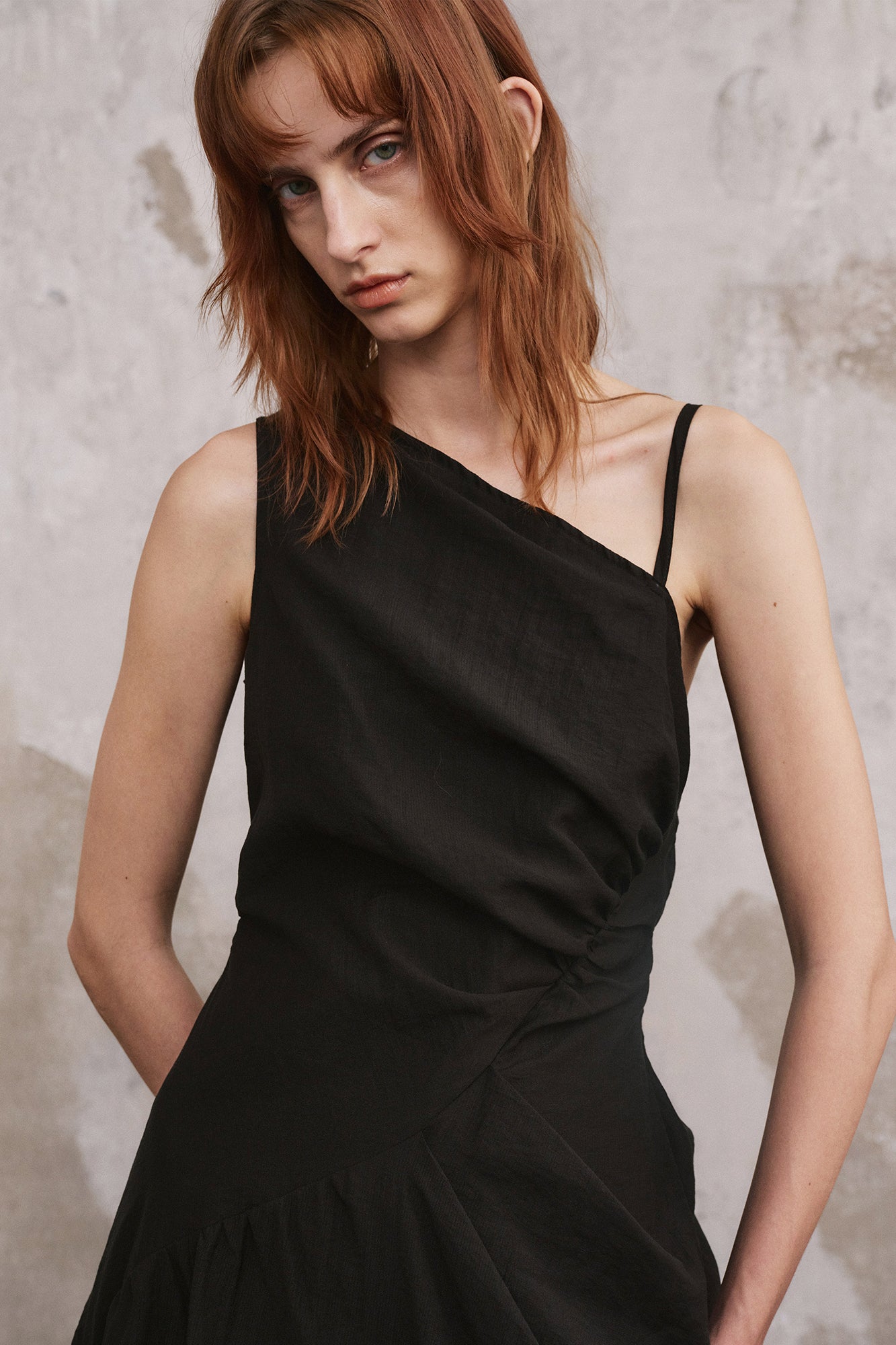 ILNya Nieternite Nifutur Asymmetrical Layered Ruched Maxi Dress