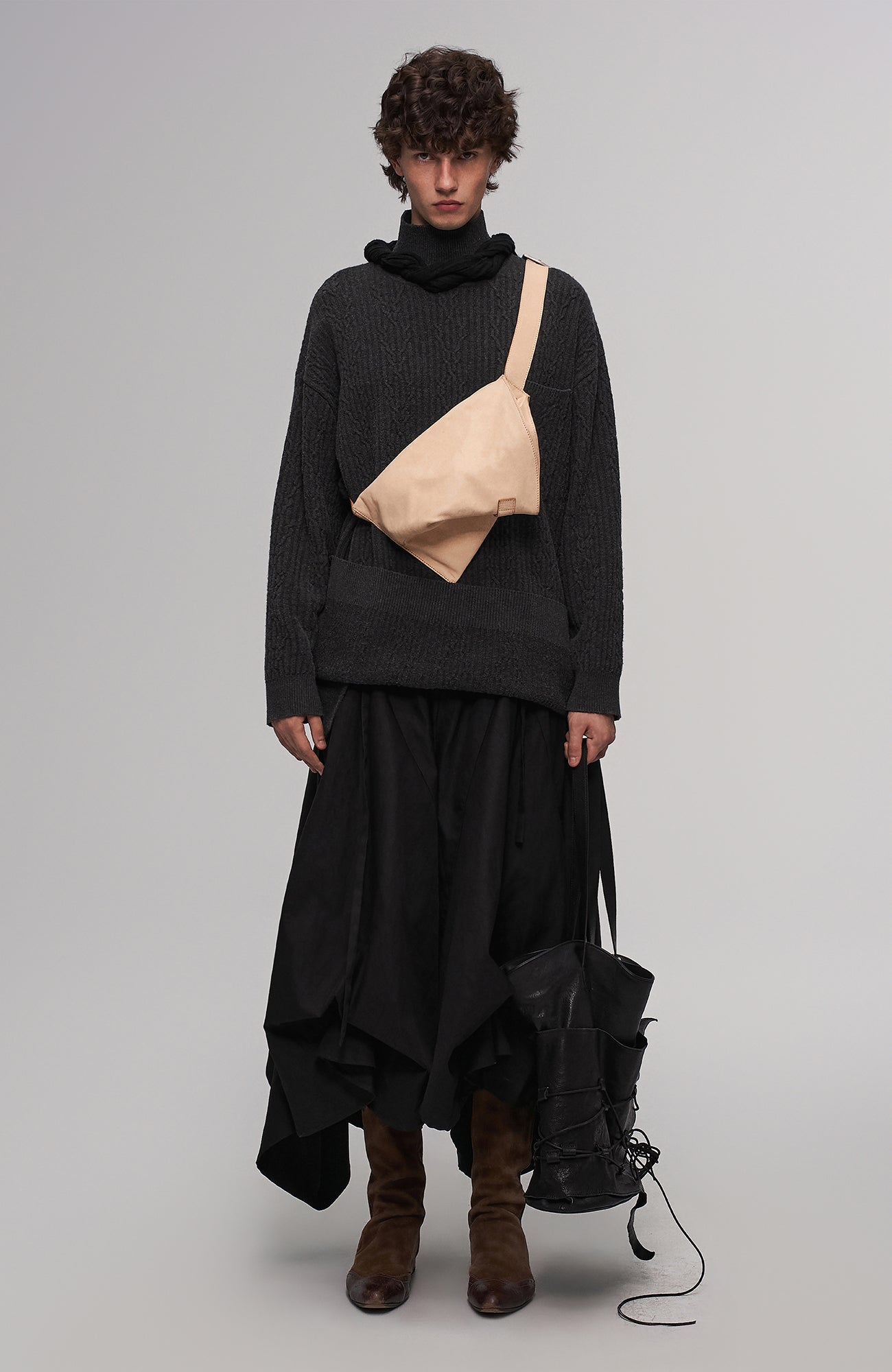 ILNya Nieternite Nifutur Lace-Cord Panel Washed Horsehide Tote