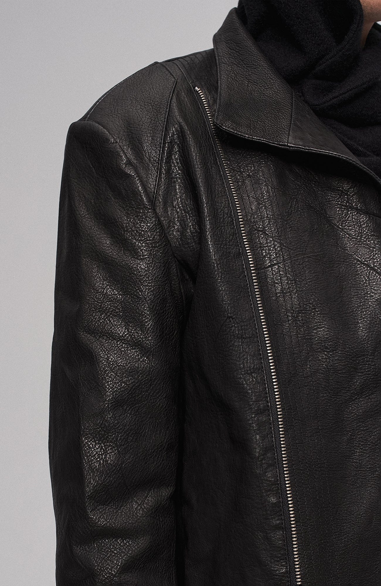 ILNya Nieternite Nifutur Asymmetric Ruffled Leather Biker Jacket