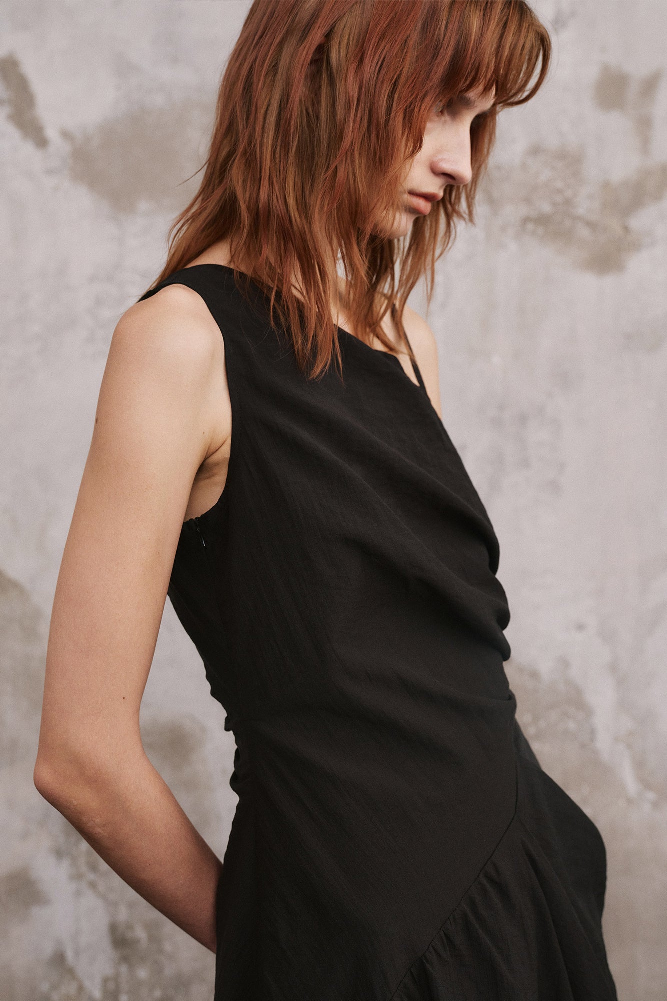 ILNya Nieternite Nifutur Asymmetrical Layered Ruched Maxi Dress