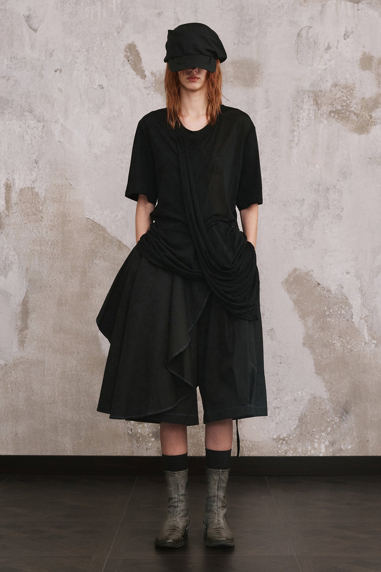 ILNya Nieternite Nifutur Asymmetrical Convertible Draped Shorts
