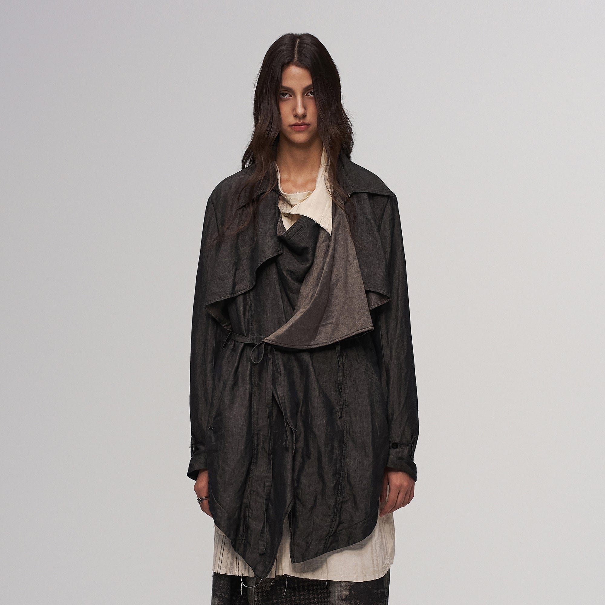 ILNya Nieternite Nifutur Asymmetric Draped-Flap Belted Jacket