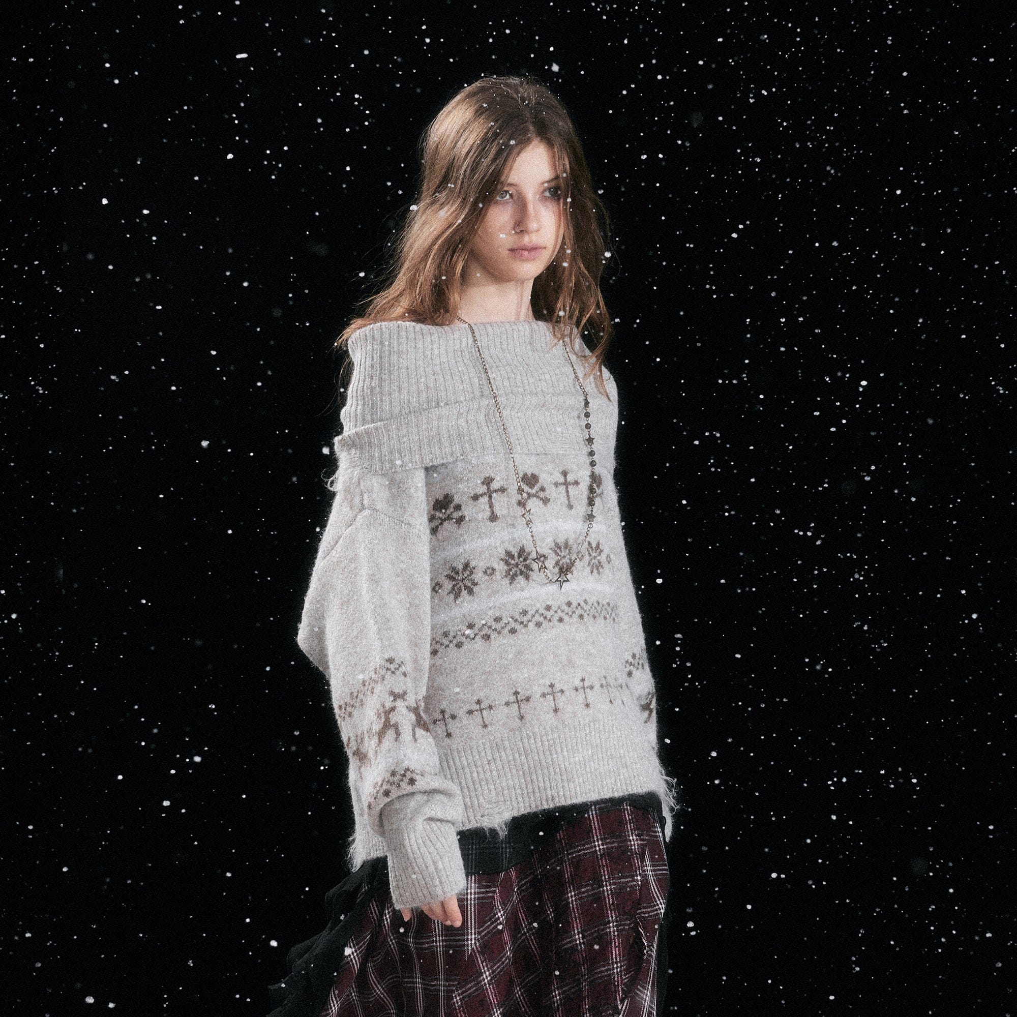 CESTNOUS Fair Isle Slouchy Oversized Sweater