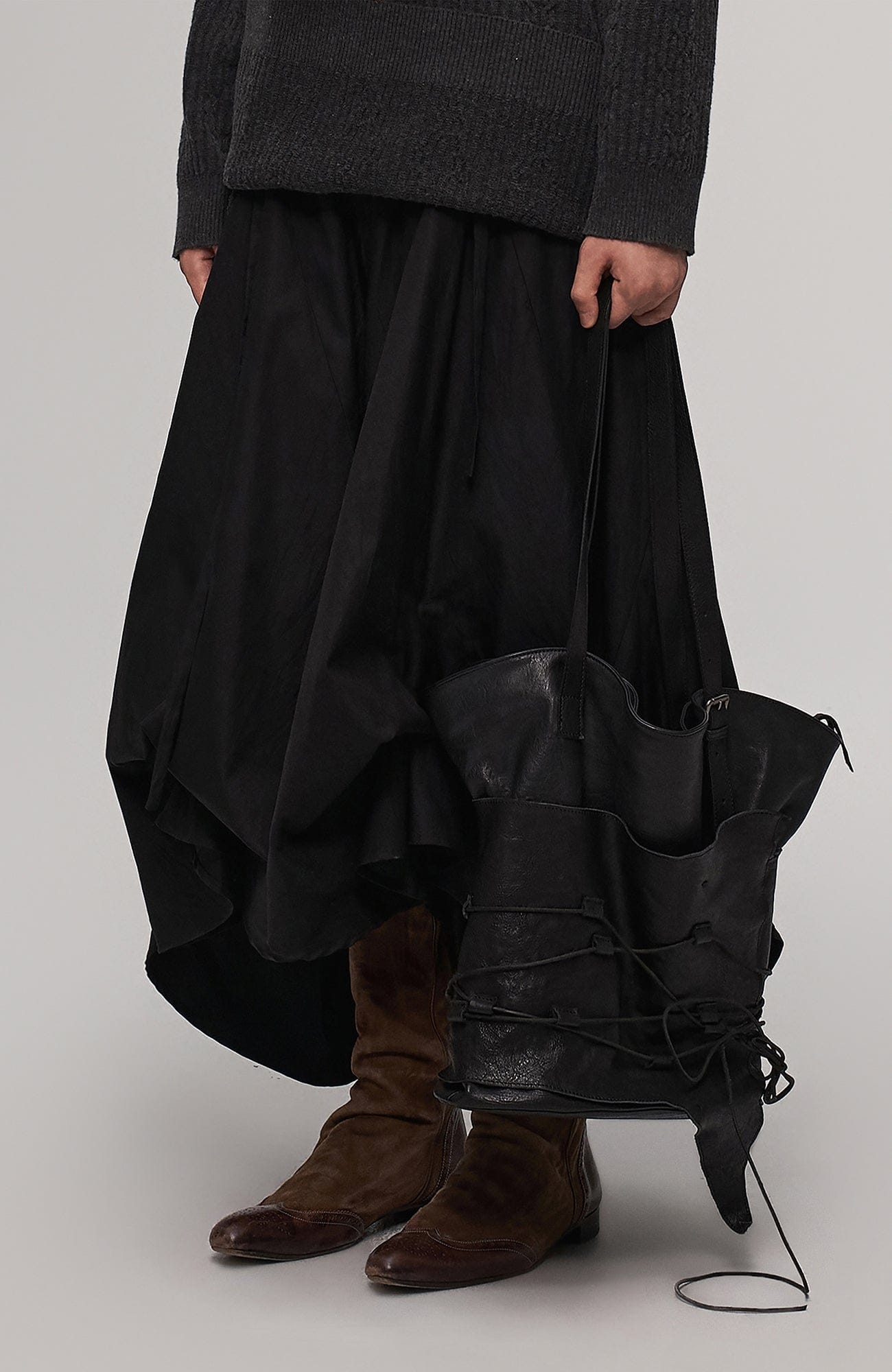 ILNya Nieternite Nifutur Lace-Cord Panel Washed Horsehide Tote