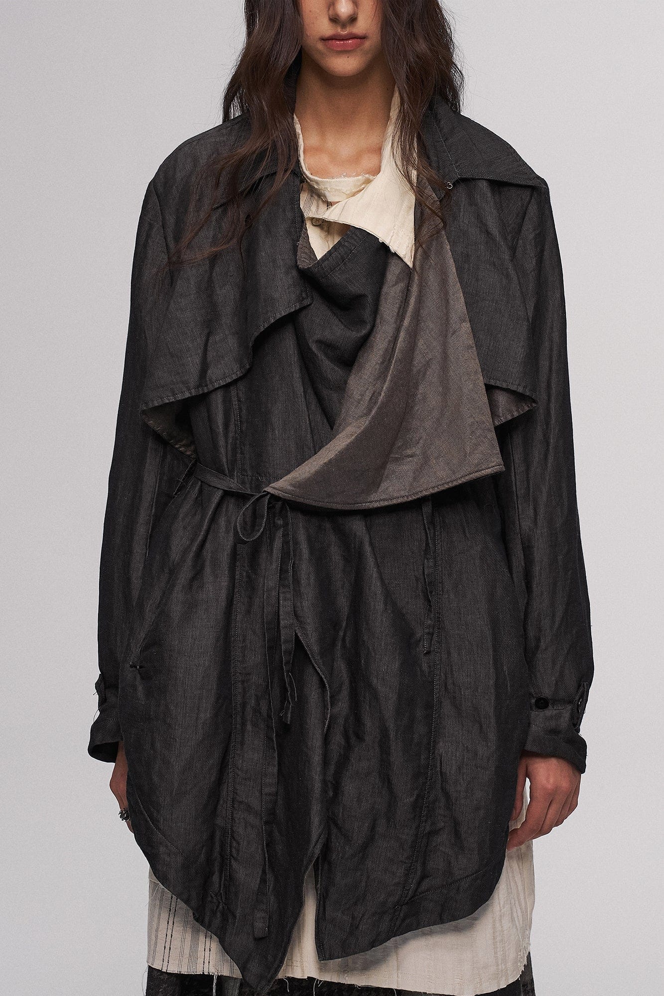 ILNya Nieternite Nifutur Asymmetric Draped-Flap Belted Jacket