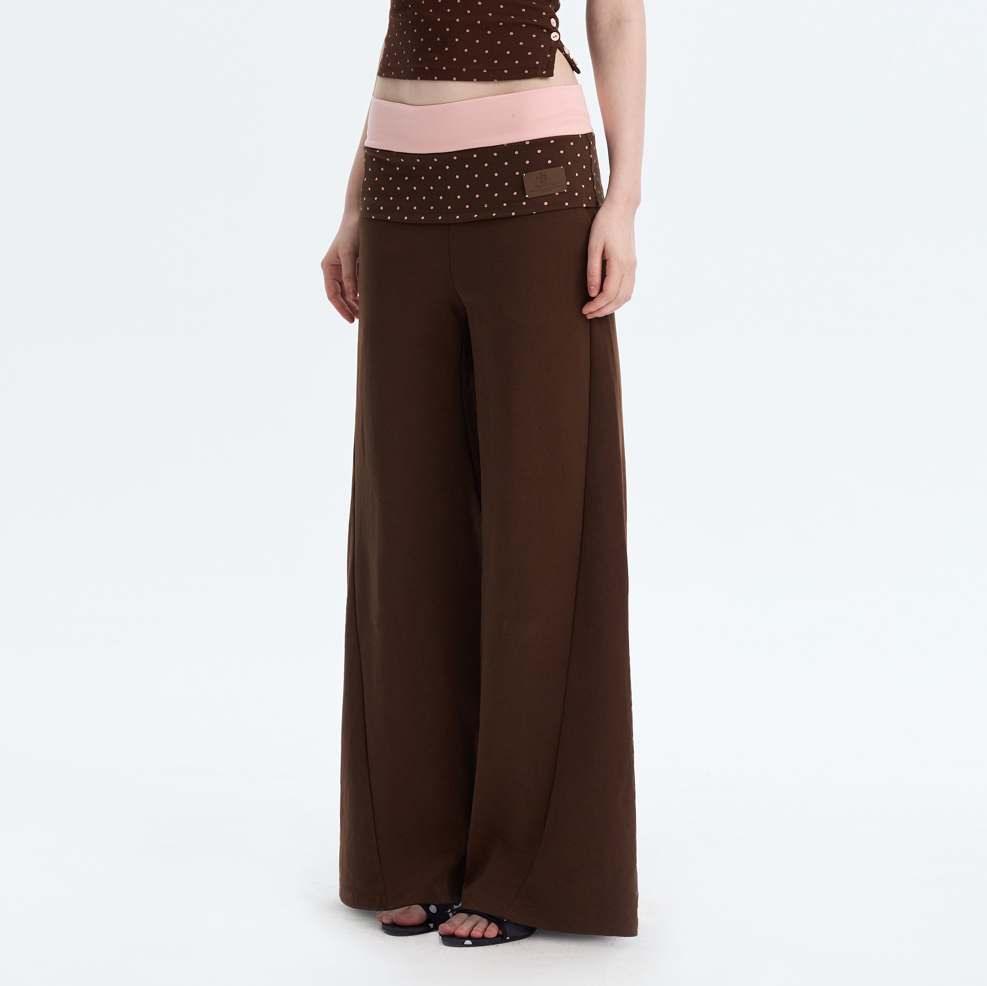 THE NEVERMORE Contrast-Waist Micro-Polka Sweatpants