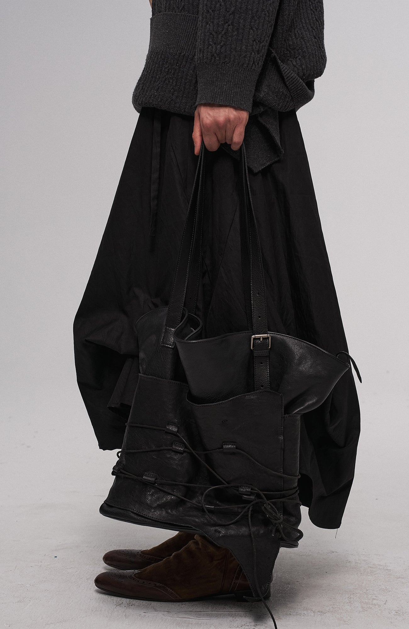 ILNya Nieternite Nifutur Lace-Cord Panel Washed Horsehide Tote