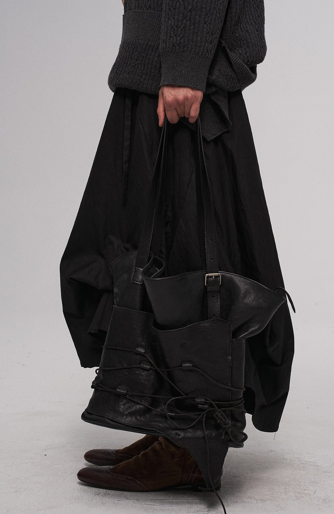 ILNya Nieternite Nifutur Lace-Cord Panel Washed Horsehide Tote