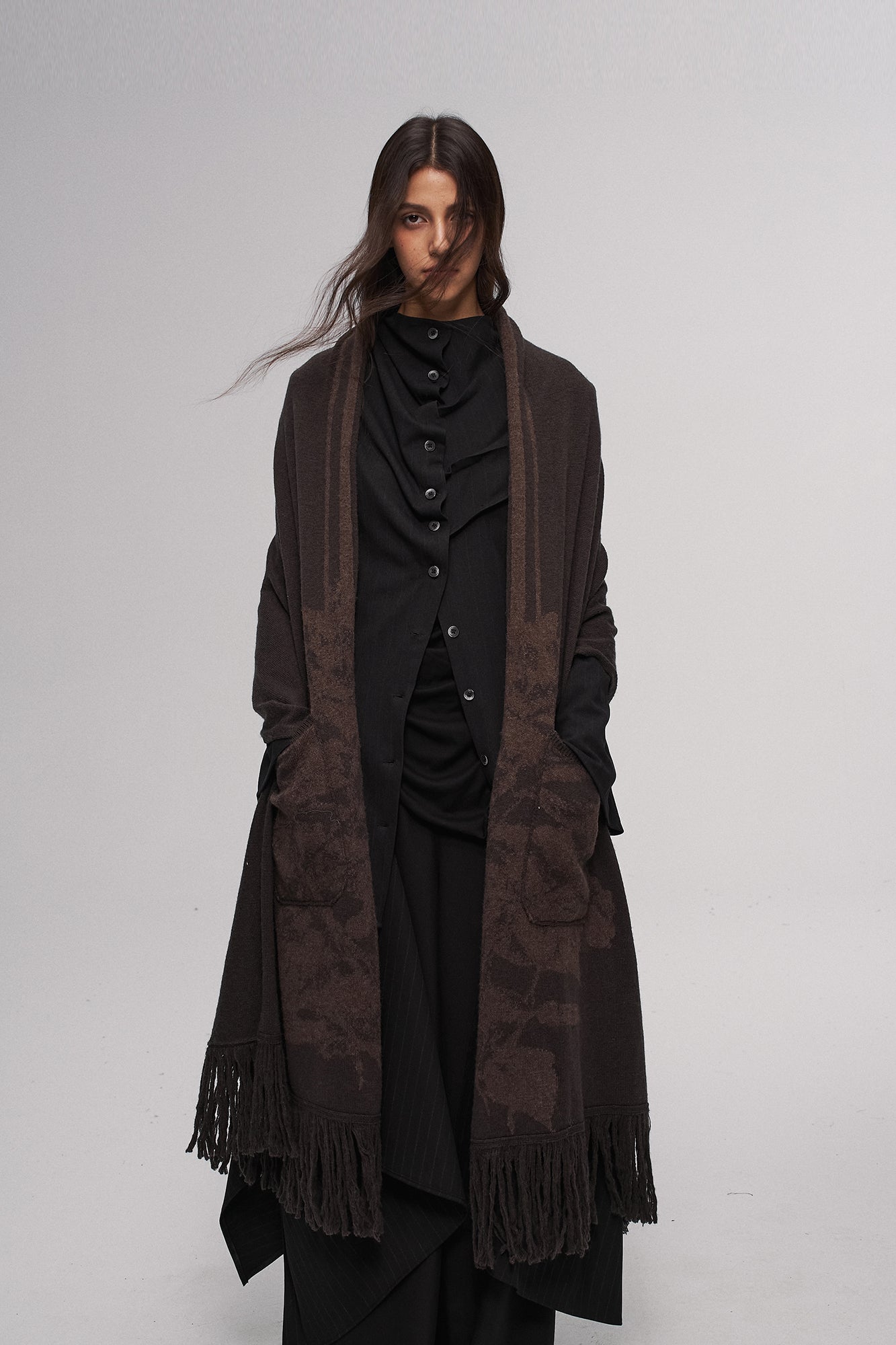 ILNya Nieternite Nifutur Cowl Neck Layered Flared Coat