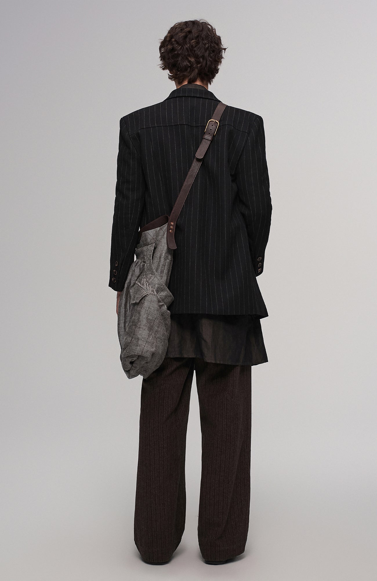 ILNya Nieternite Nifutur Oversized Linen Horsehide-Strap Messenger Bag