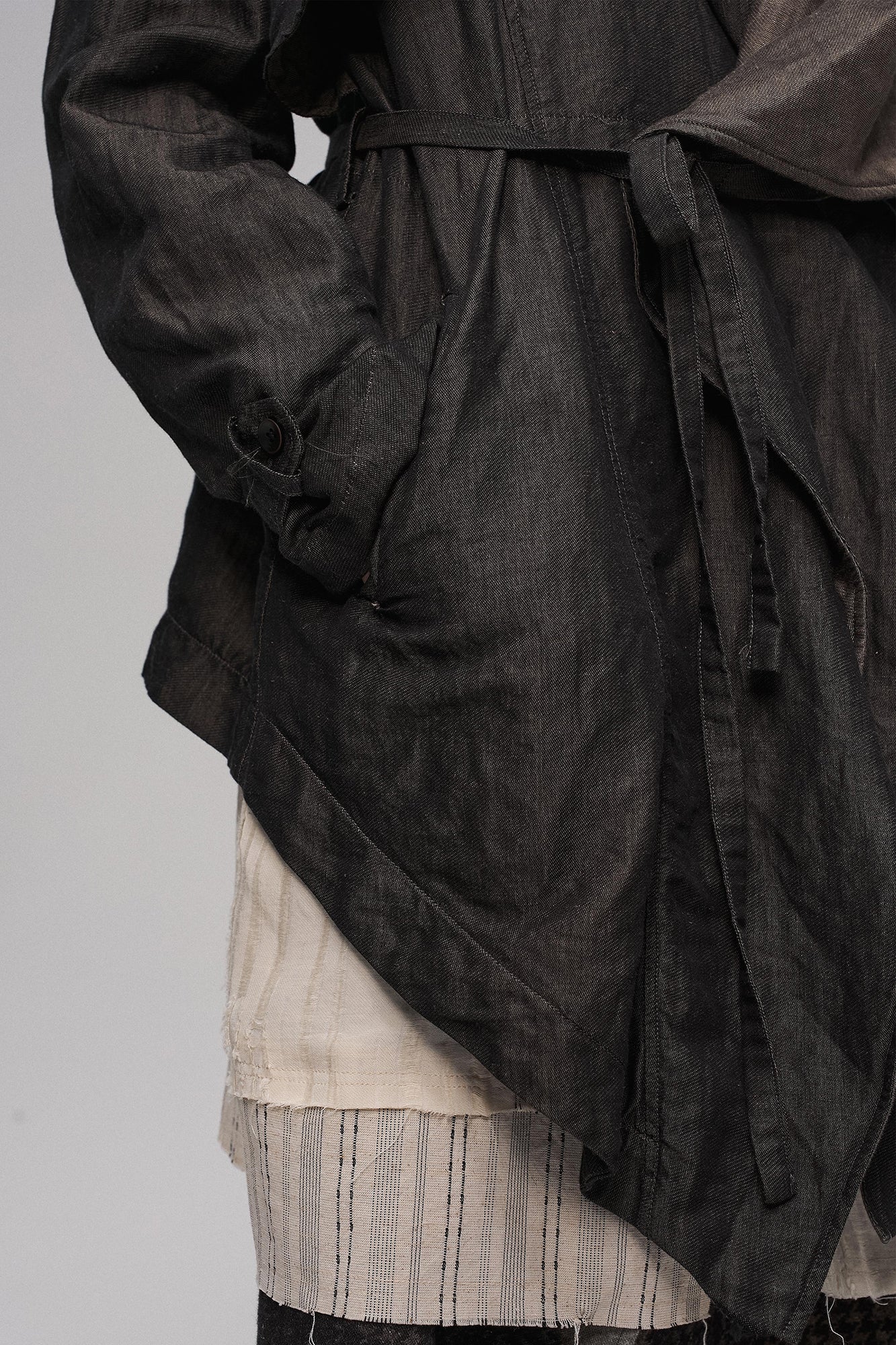 ILNya Nieternite Nifutur Asymmetric Draped-Flap Belted Jacket