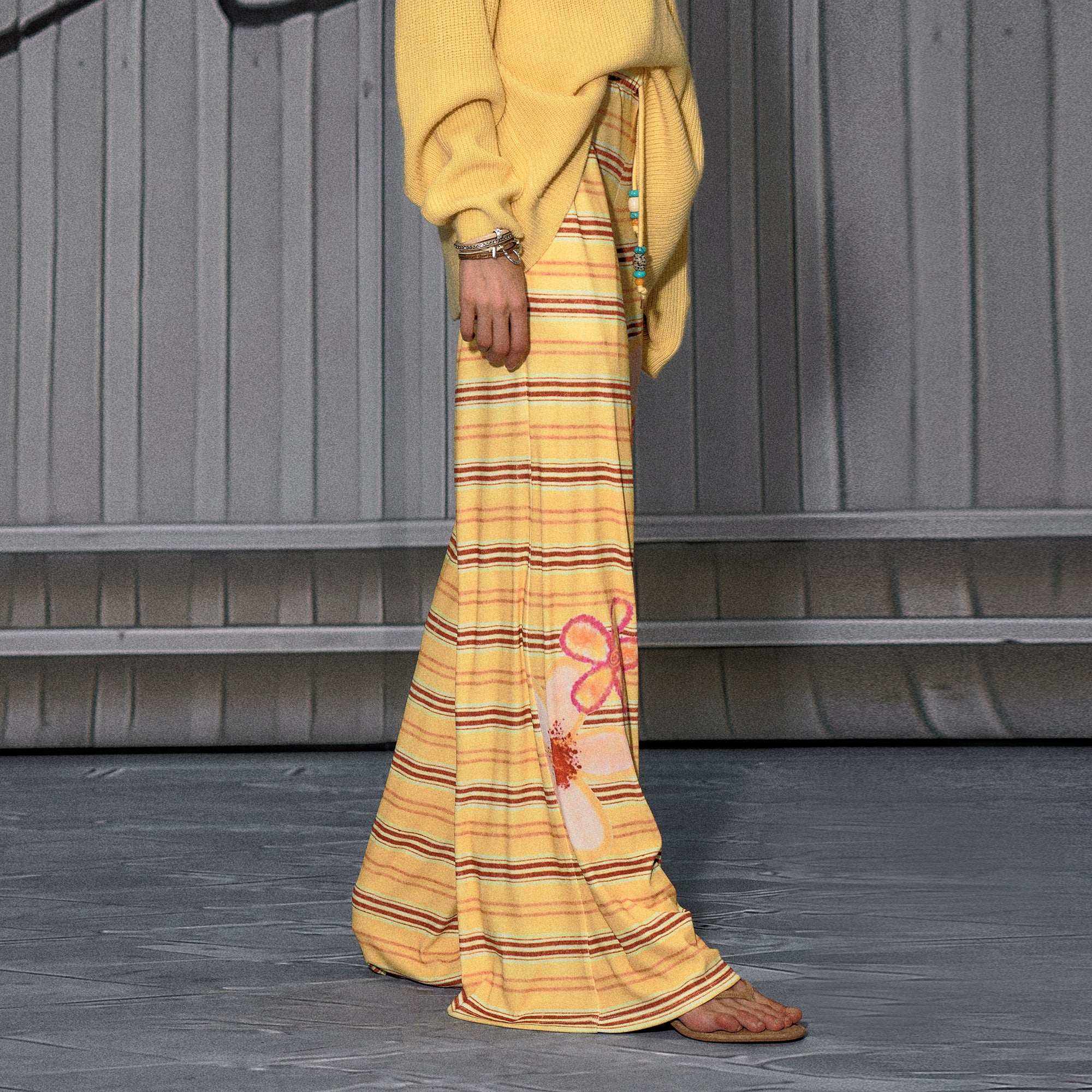 THE NEVERMORE Striped Bloom Beaded Drawstring Pants