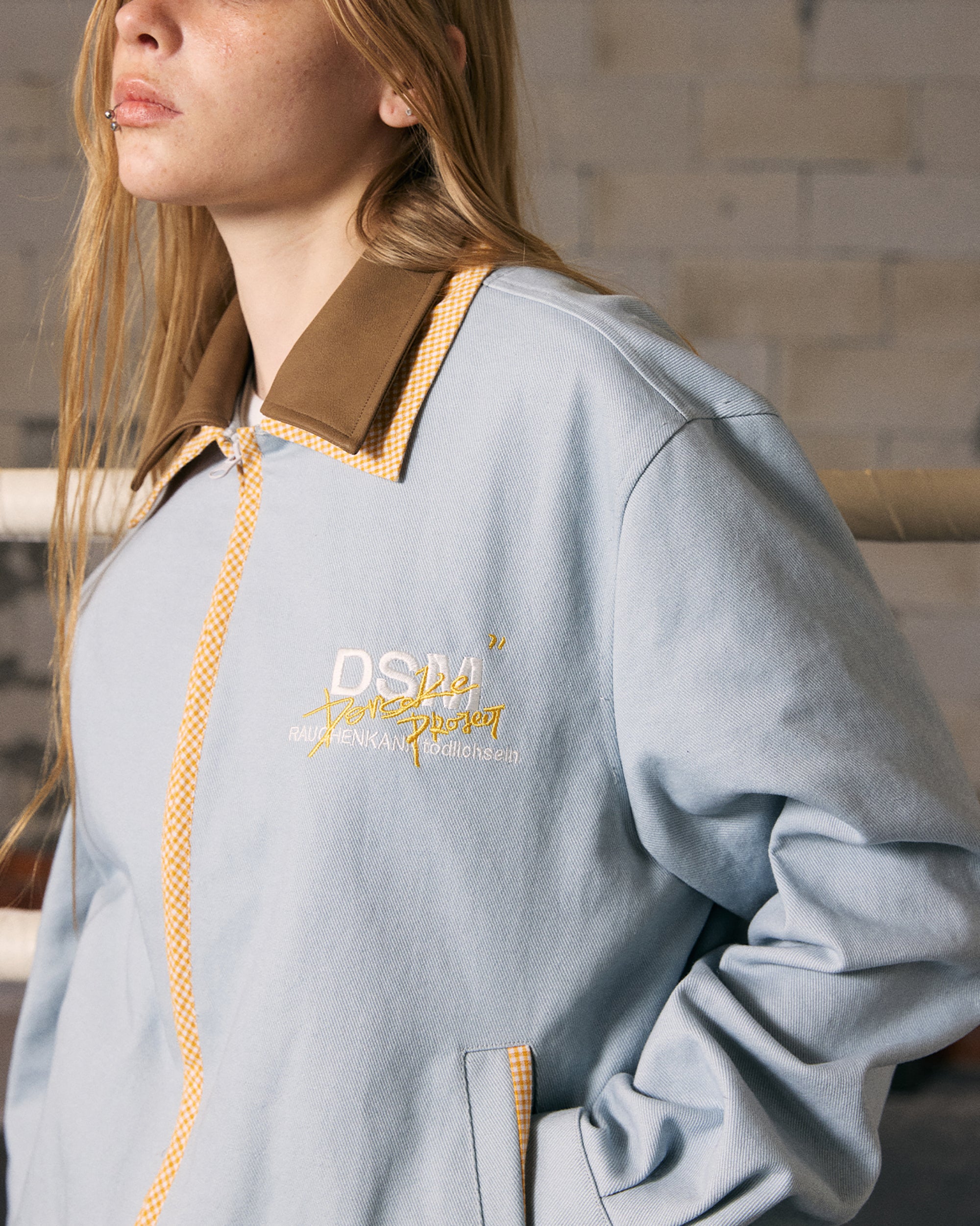 DONSMOKE Contrast Paneled Zipper Jacket