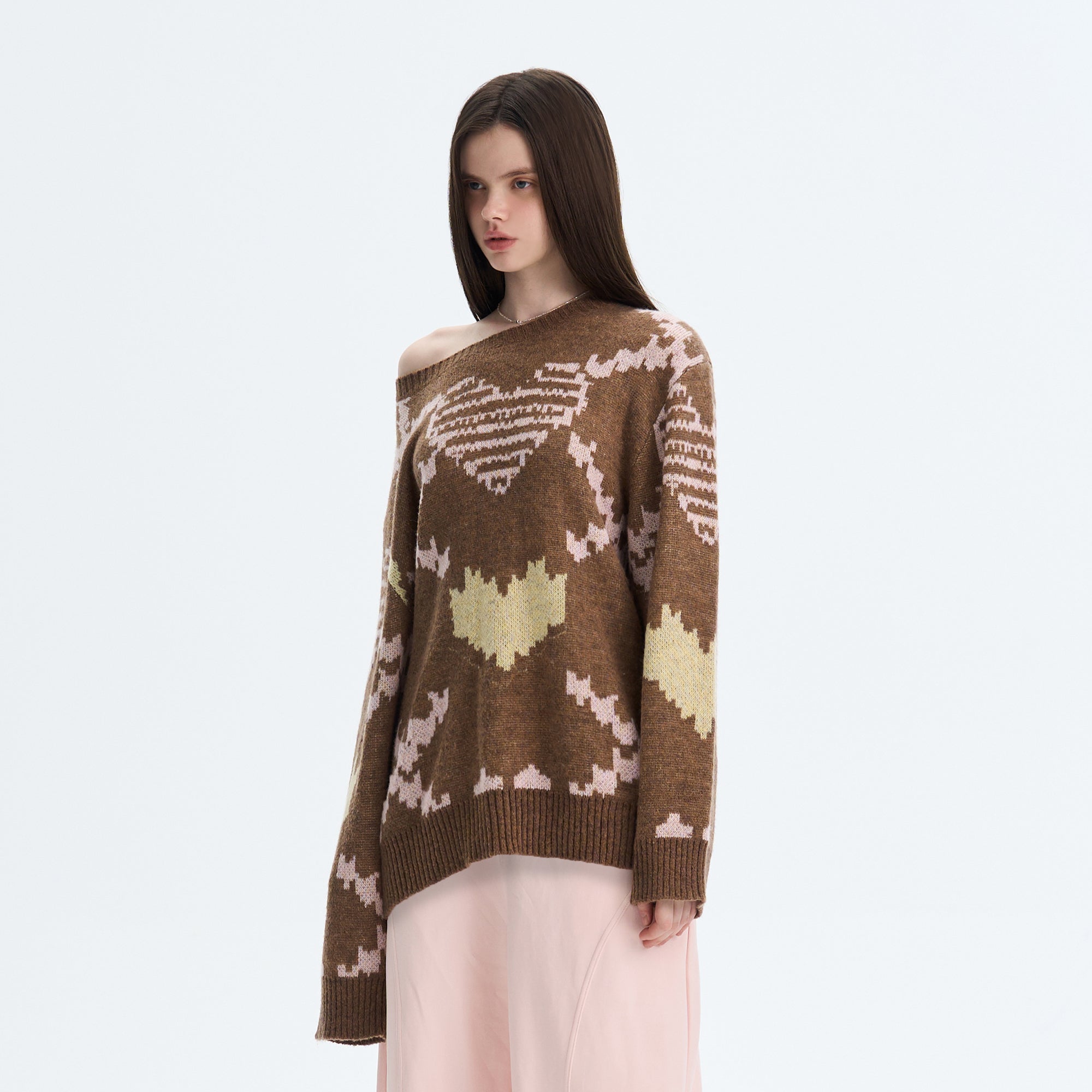 THE NEVERMORE Pixel Heart Jacquard Sweater