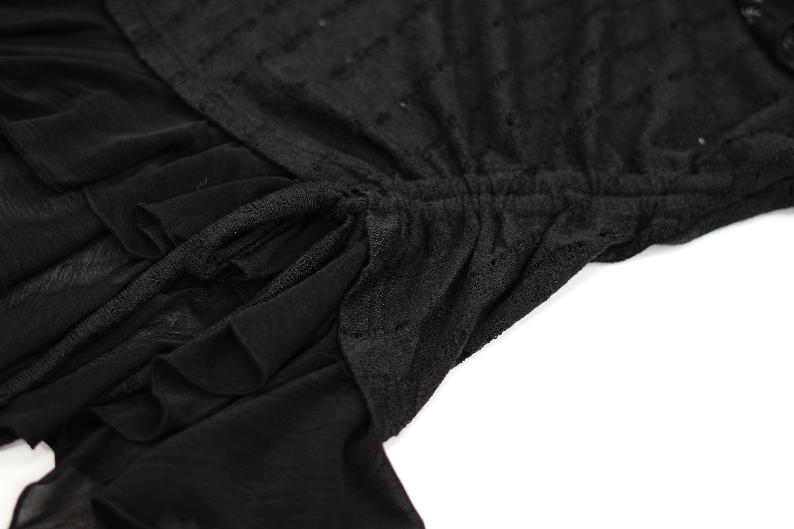 CESTNOUS Distressed Graphic Mesh-Hem Top