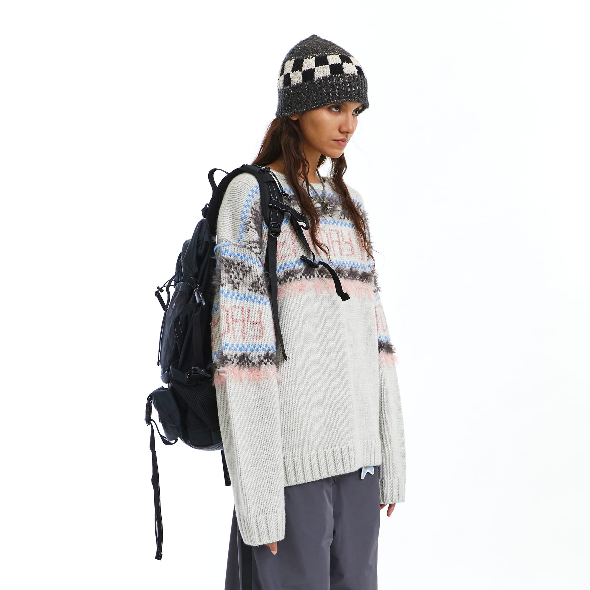 NEVERSEEZ Retro Eyelash-Stripe Sweater