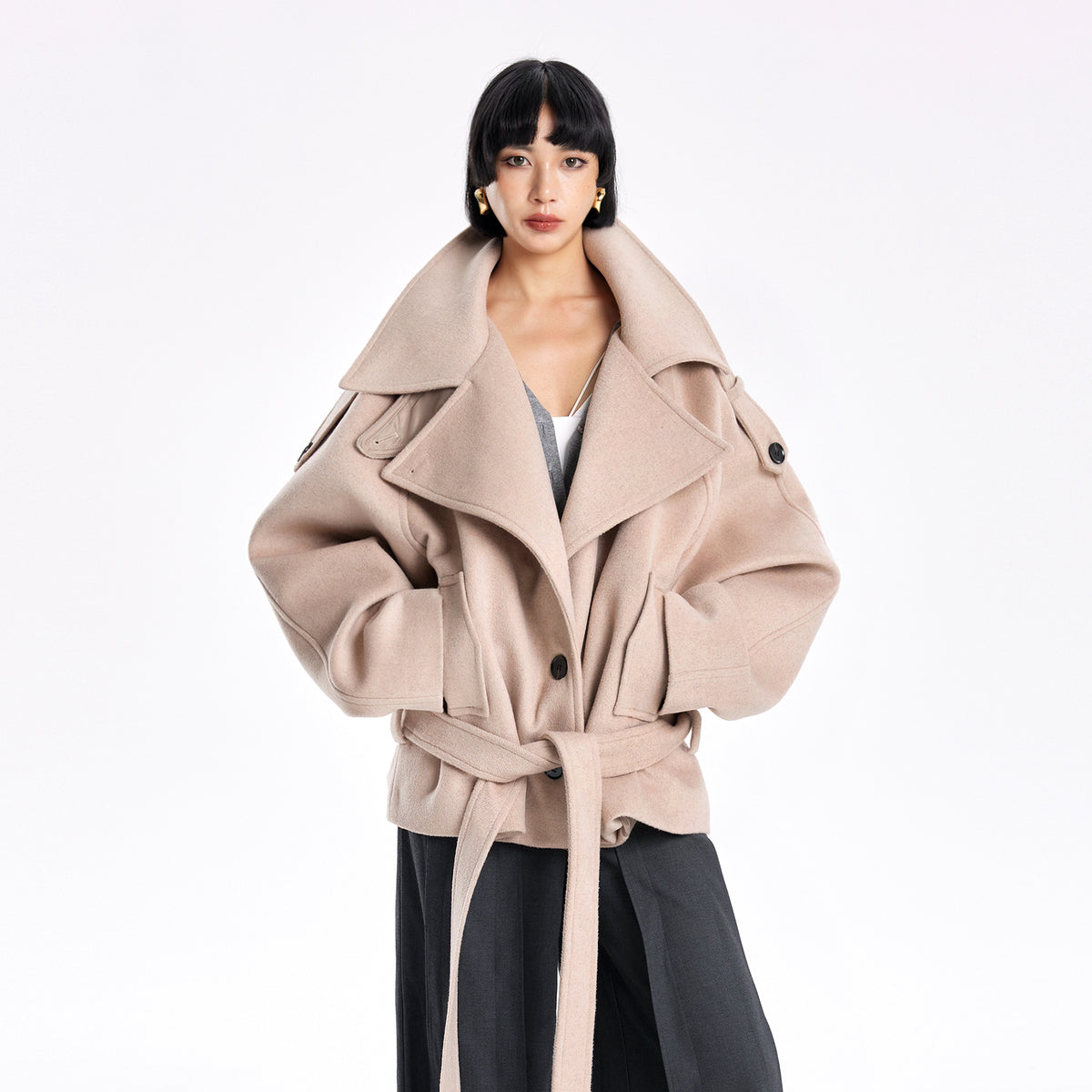 TINY IN STUDIO Oversized Drop-Shoulder Wool-Blend Coat