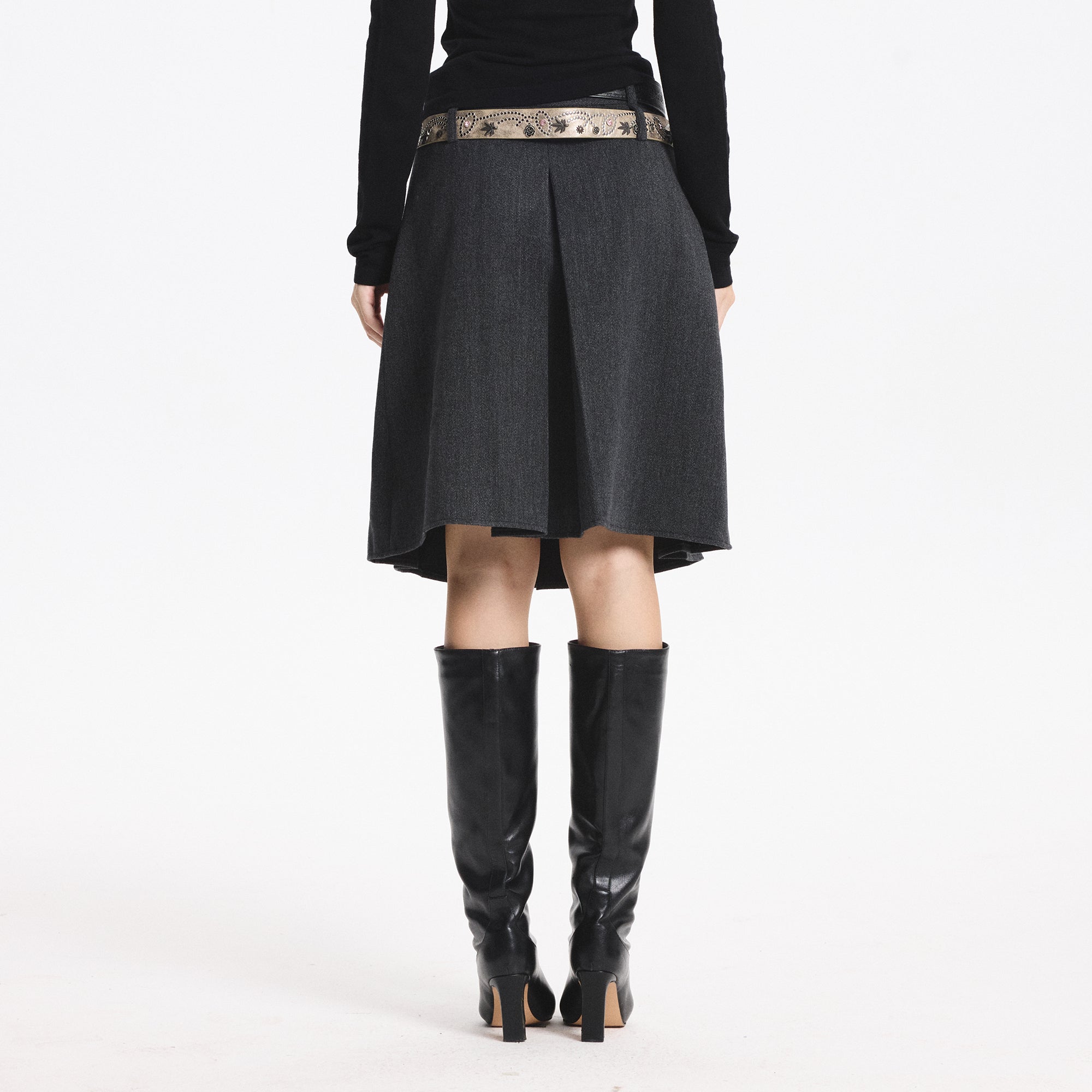 LEONSENSE Essential Pleated Wool-Blend Skirt