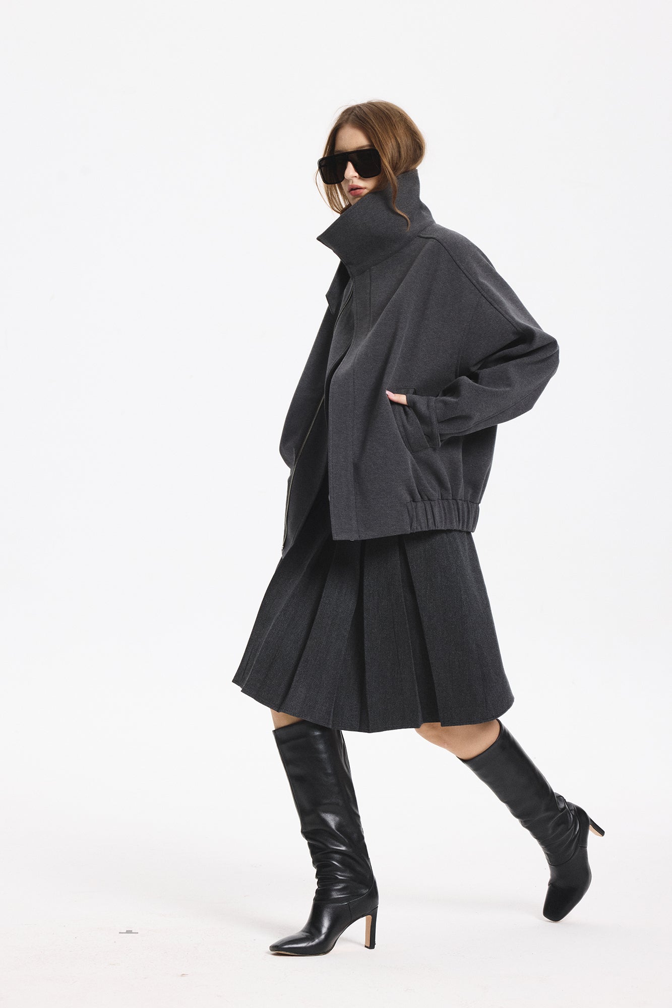 LEONSENSE Essential Pleated Wool-Blend Skirt