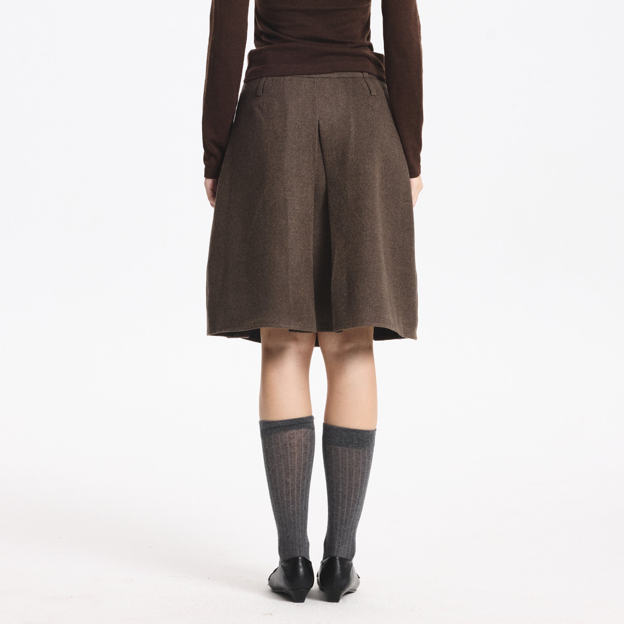 LEONSENSE Essential Pleated Wool-Blend Skirt