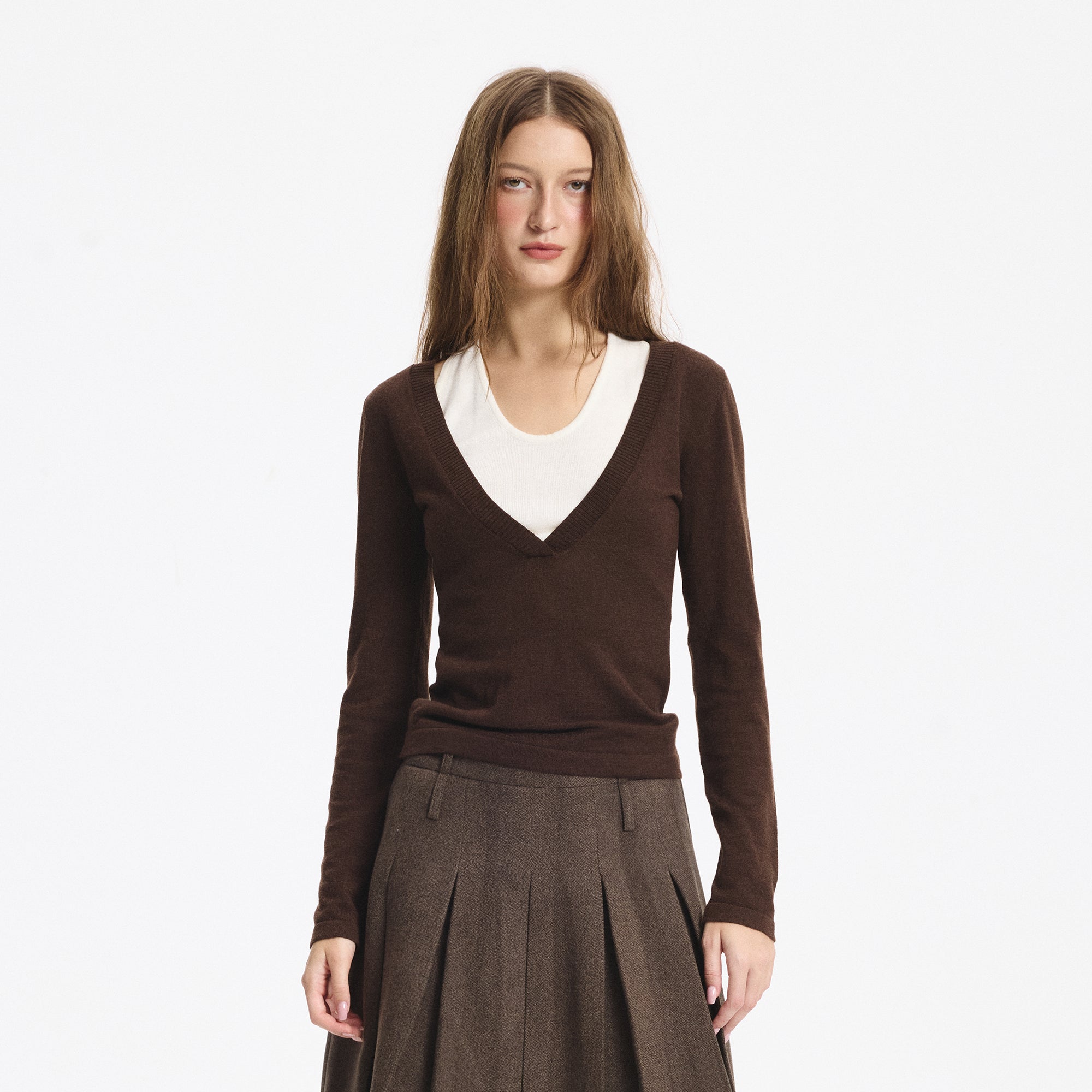 LEONSENSE Layered Cut-Out Tie-Back Top