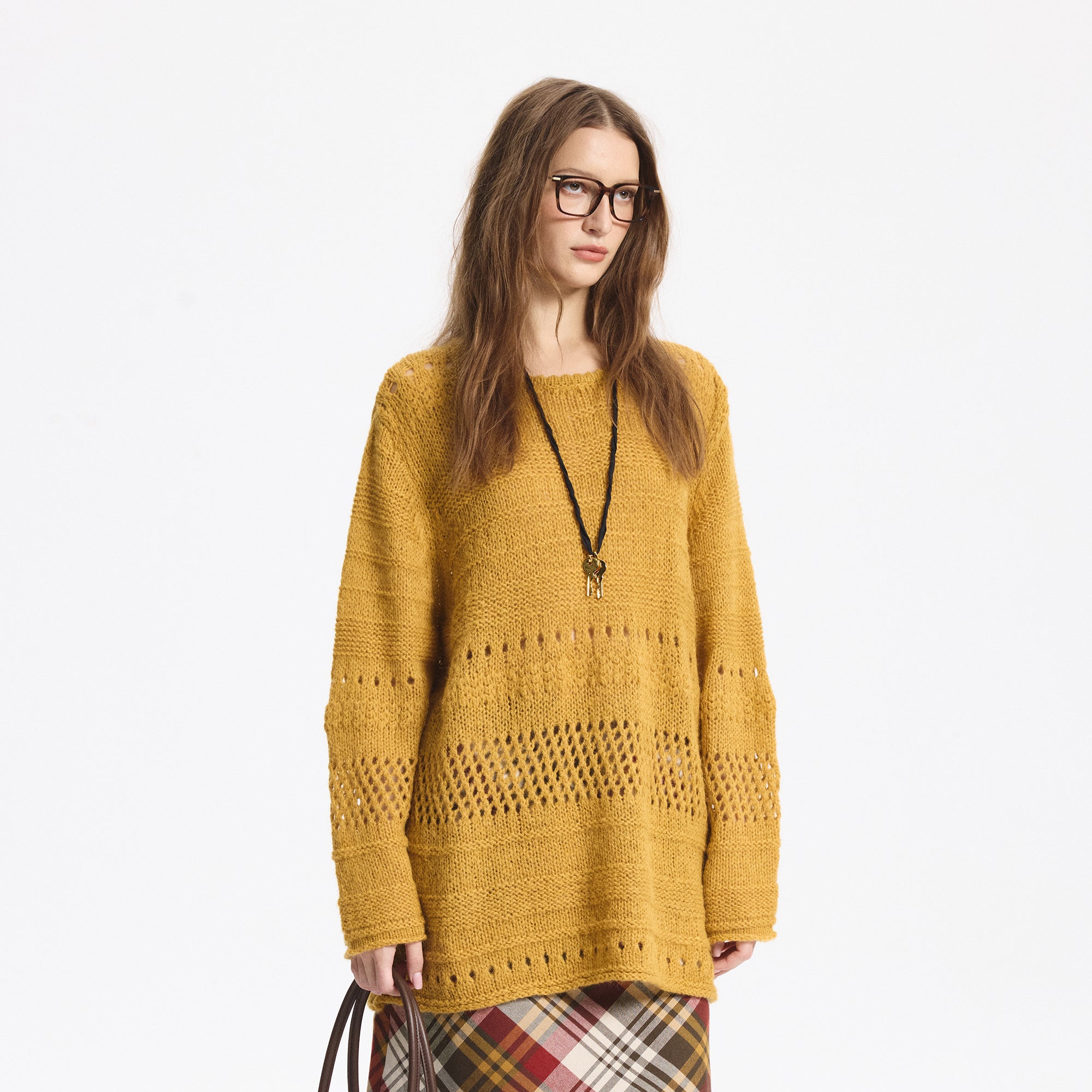 LEONSENSE Mohair-Blend Open-Knit Oversized Sweater