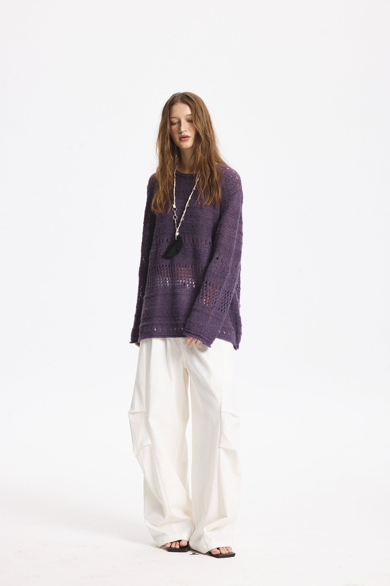 LEONSENSE Mohair-Blend Open-Knit Oversized Sweater
