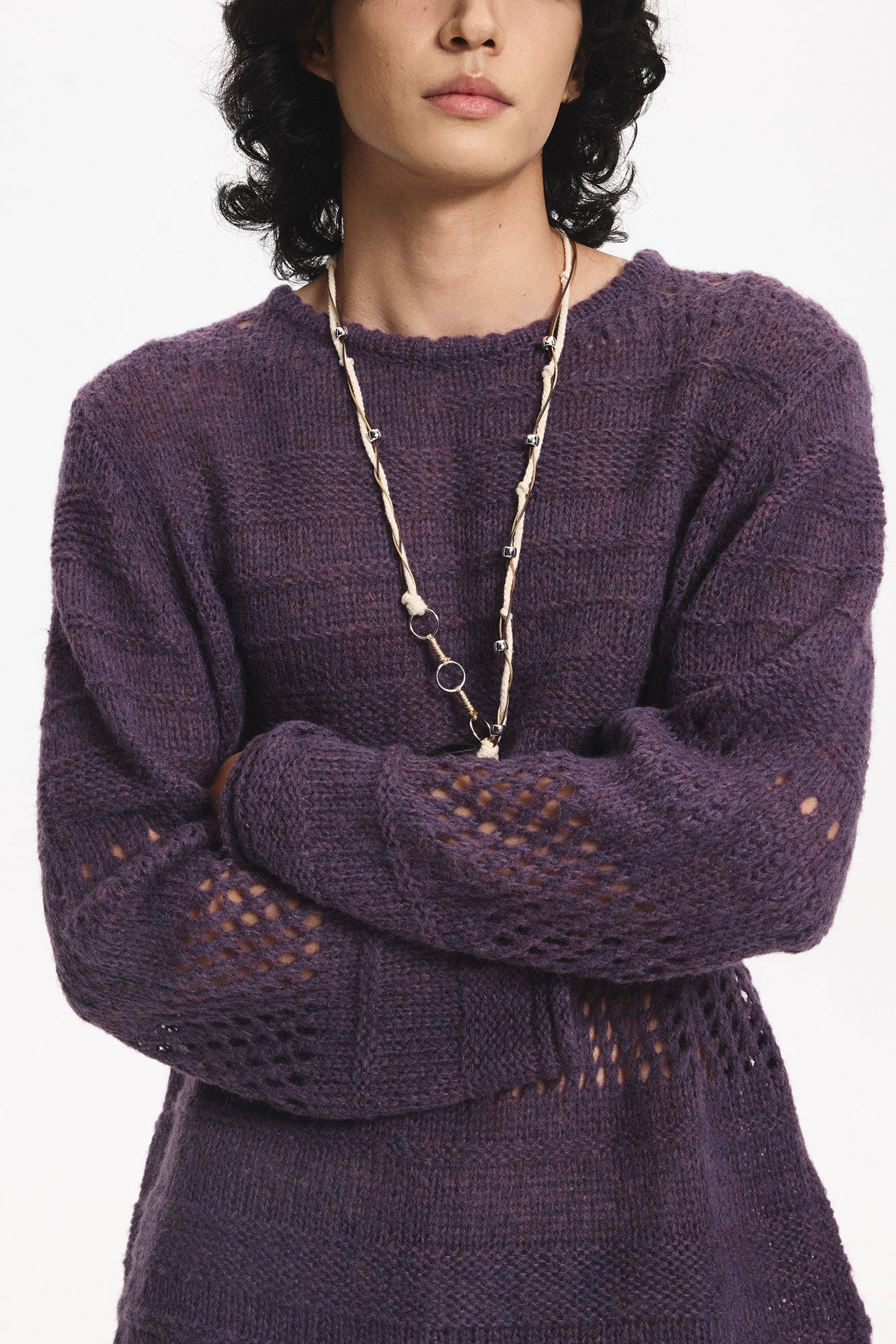 LEONSENSE Mohair-Blend Open-Knit Oversized Sweater