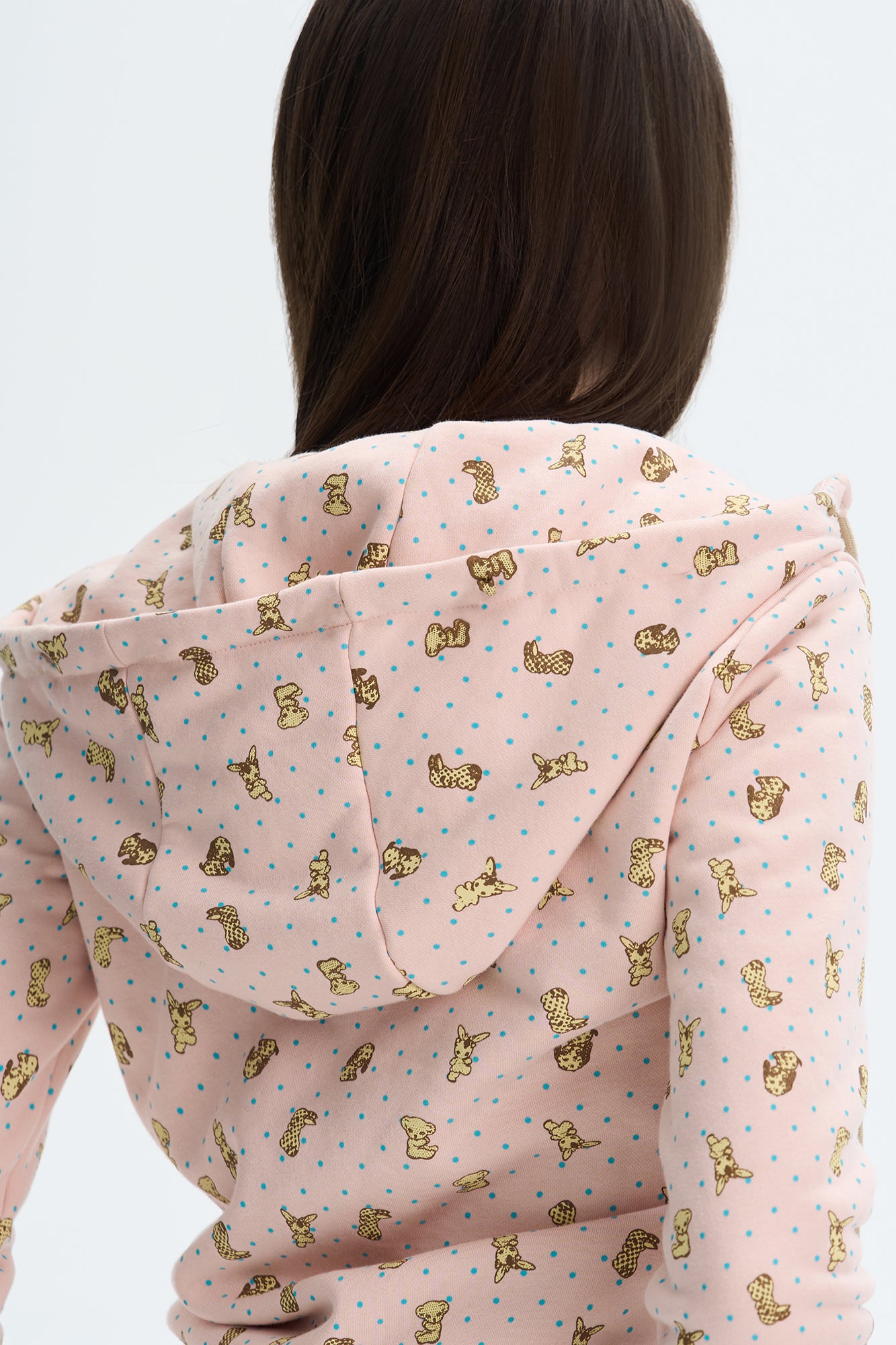 THE NEVERMORE Contrast-Waist Puppy Full-Print Zip Hoodie