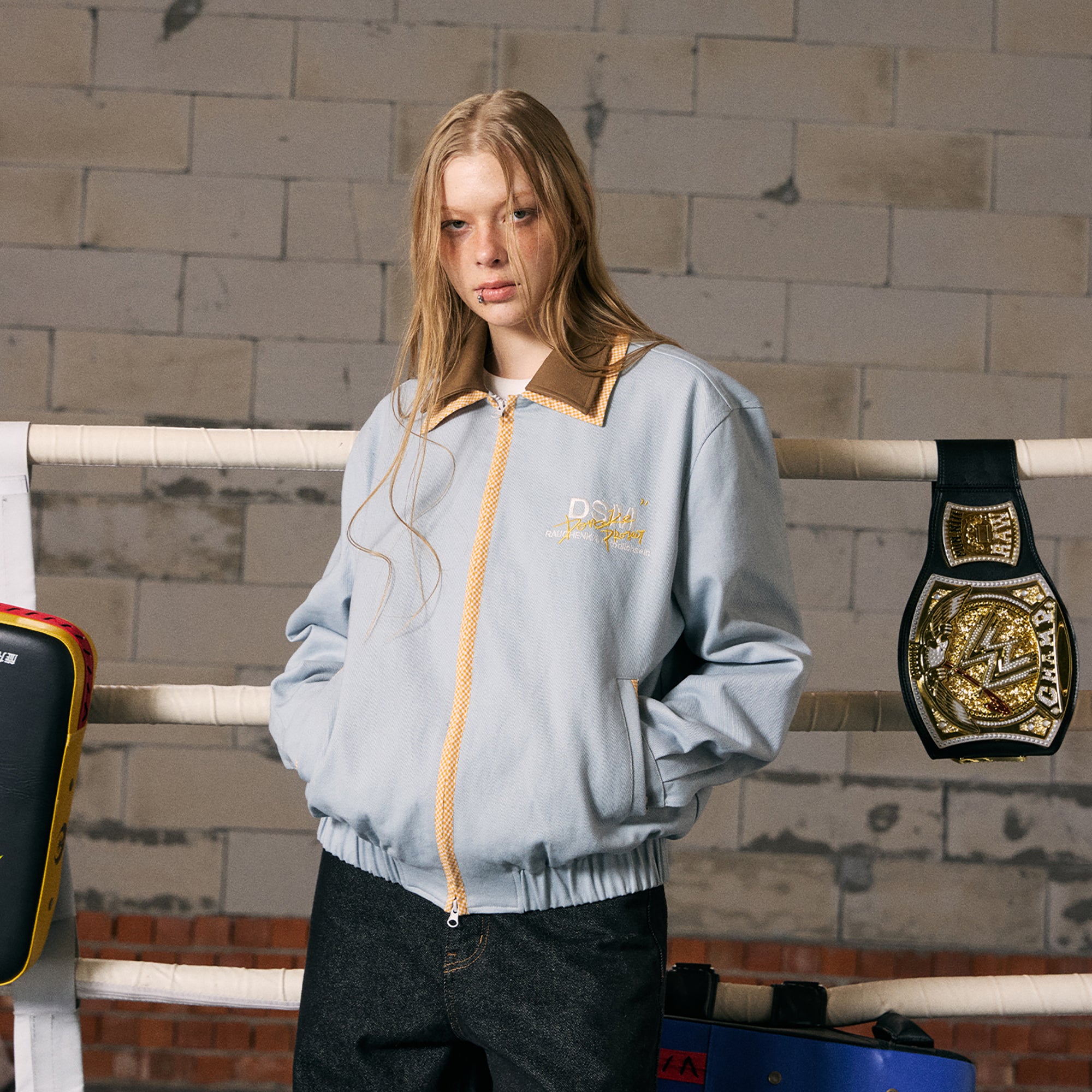 DONSMOKE Contrast Paneled Zipper Jacket