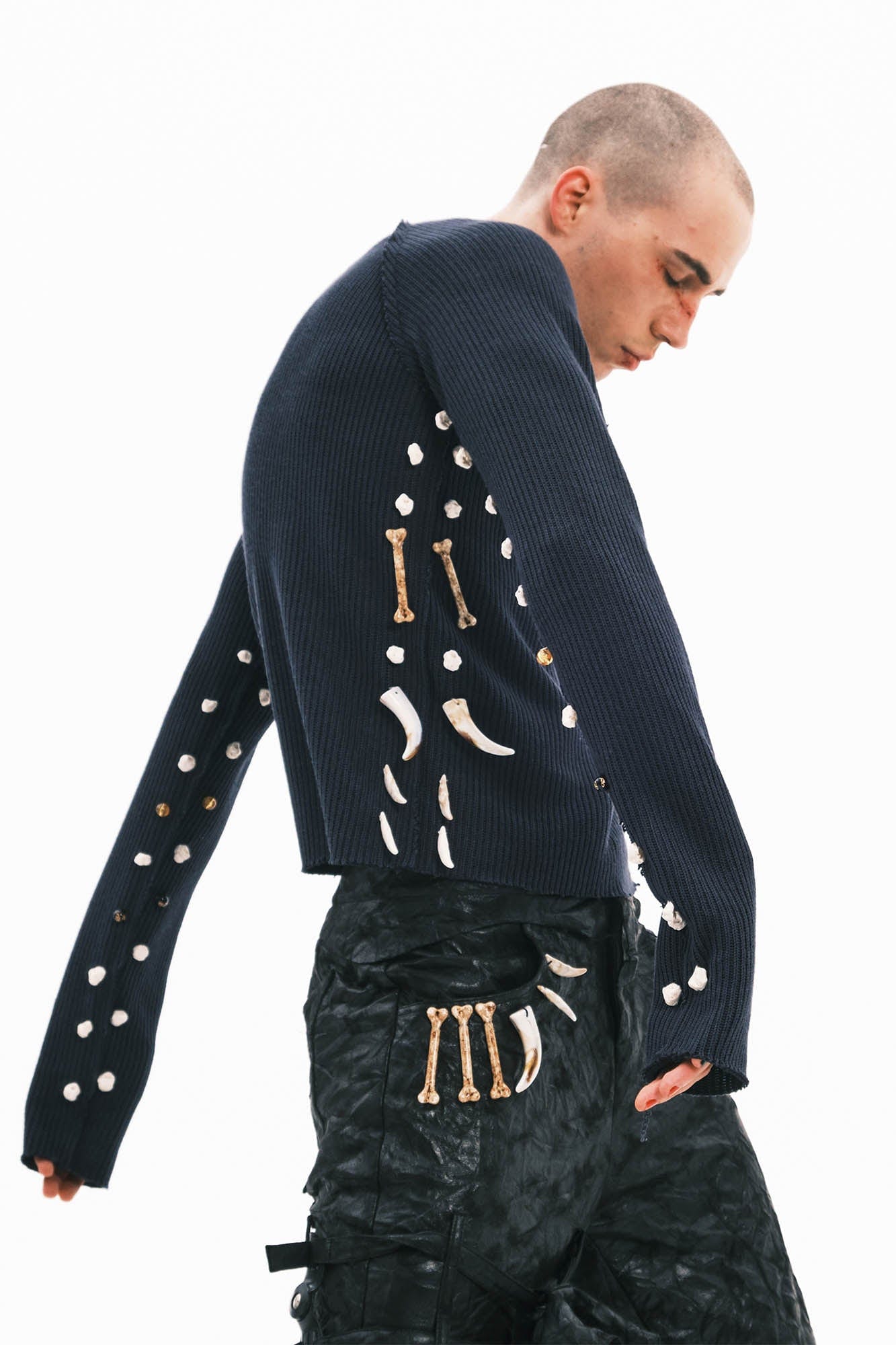 EMBRYO Armpit Bone Knitted Long-Sleeve T-Shirt, premium urban and streetwear designers apparel on PROJECTISR.com, EMBRYO