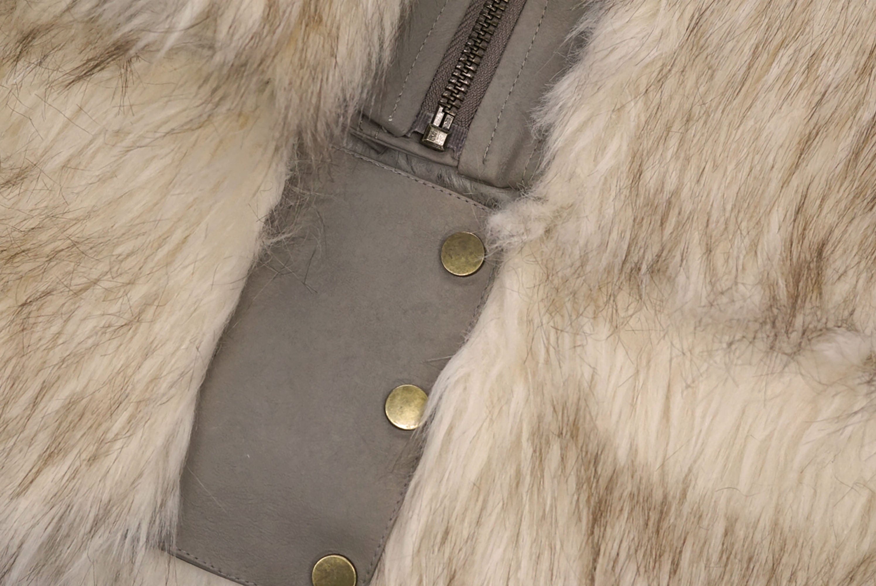 CESTNOUS Detachable Hem Spliced Faux Fur Jacket