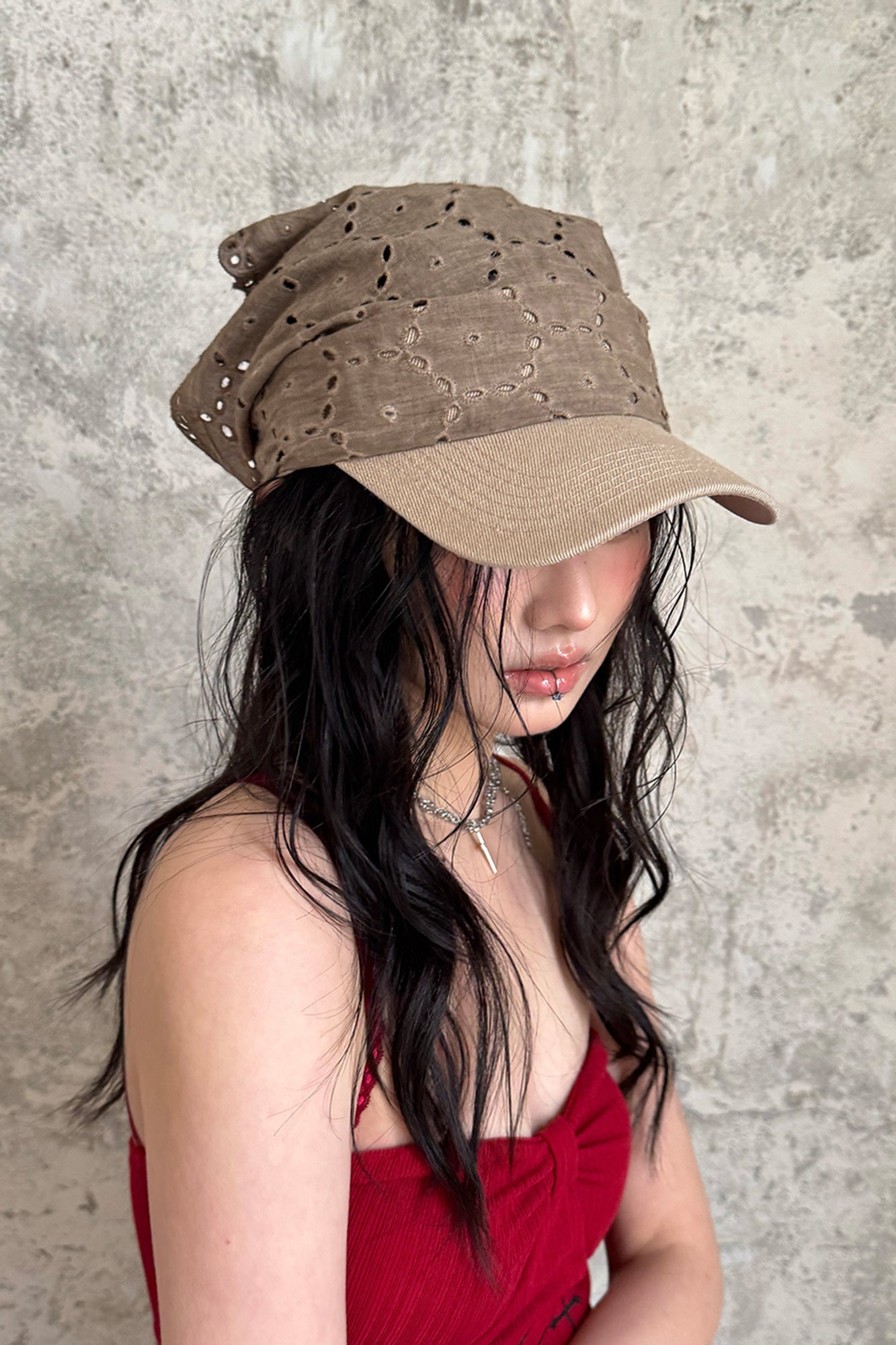 RIDK Eyelet Lace Headscarf Cap