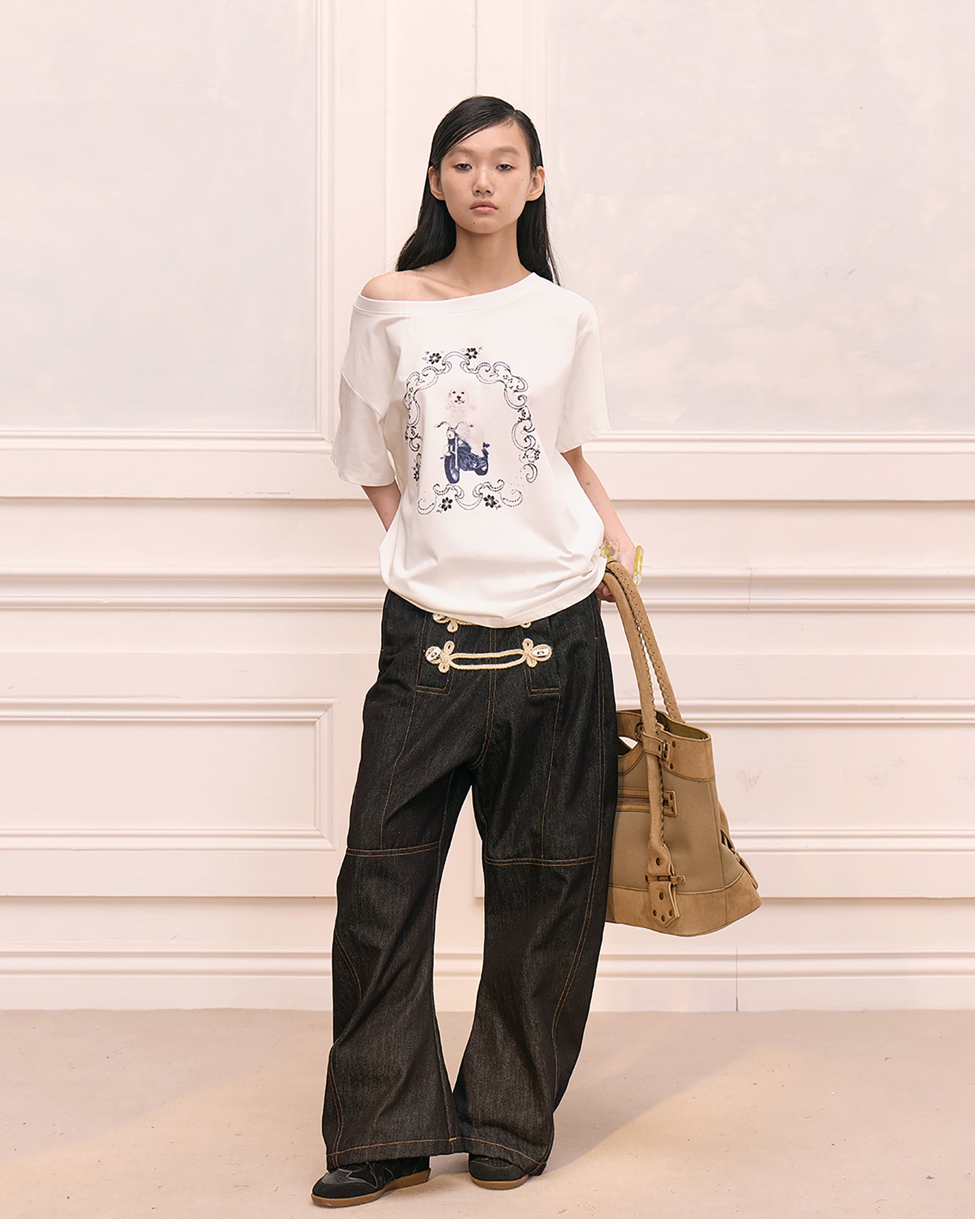 FAYCHUI Palace Knot Placket Raw Denim Jeans