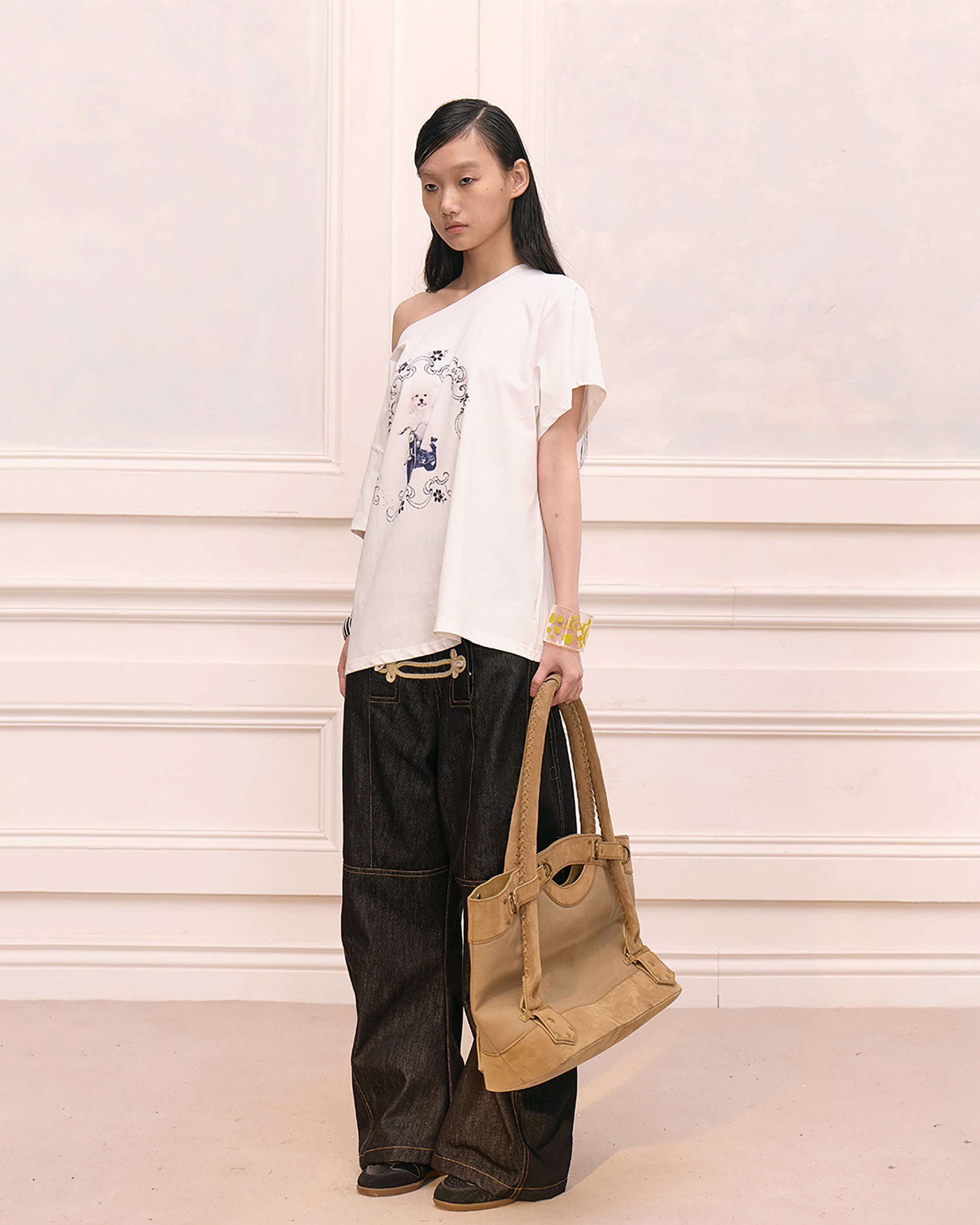 FAYCHUI Palace Knot Placket Raw Denim Jeans